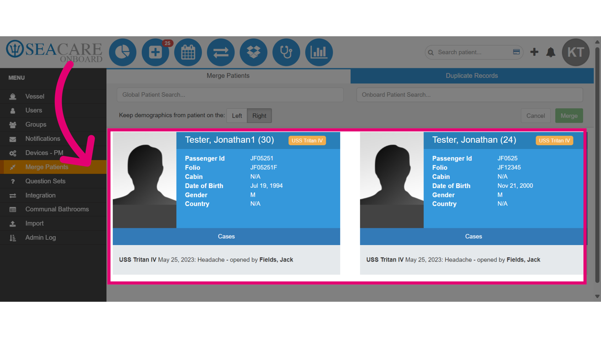 Review both patient records