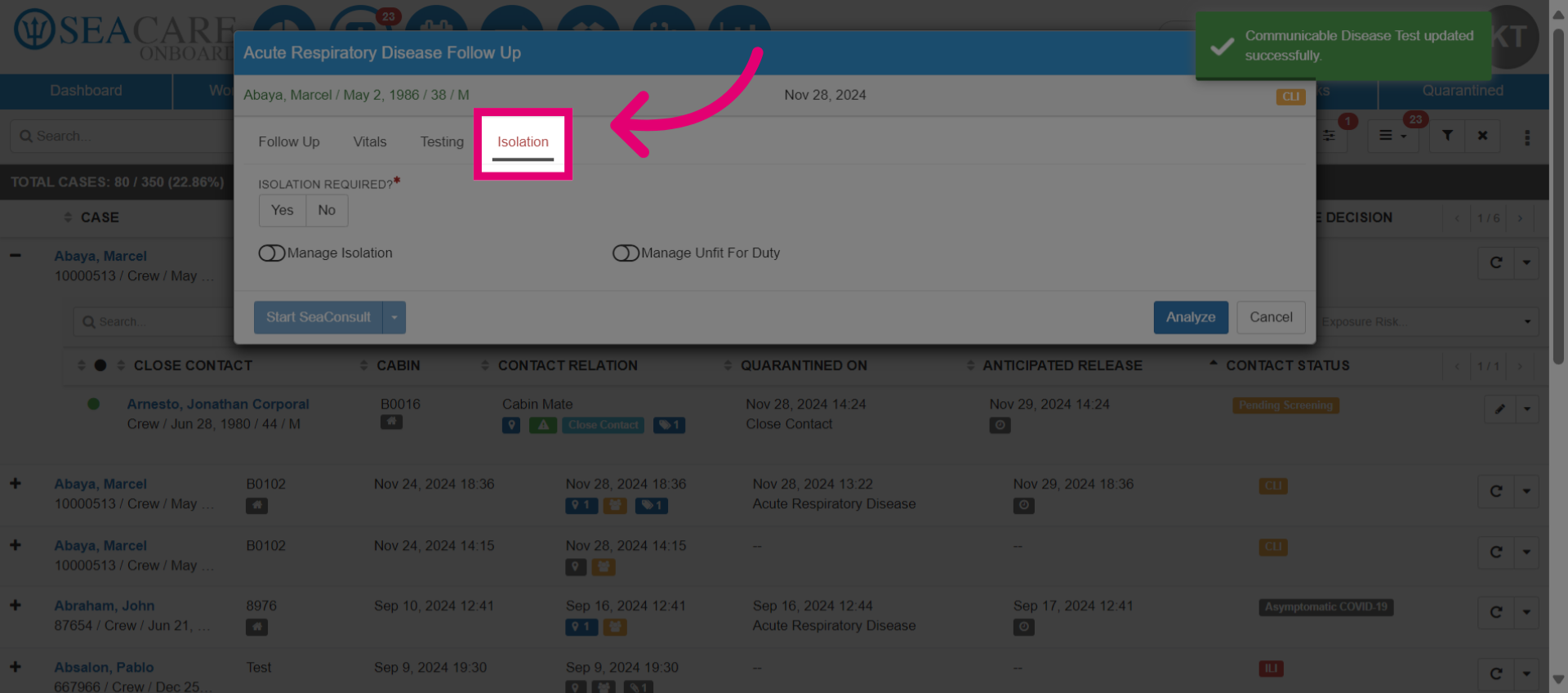 Go to the 'Isolation' tab