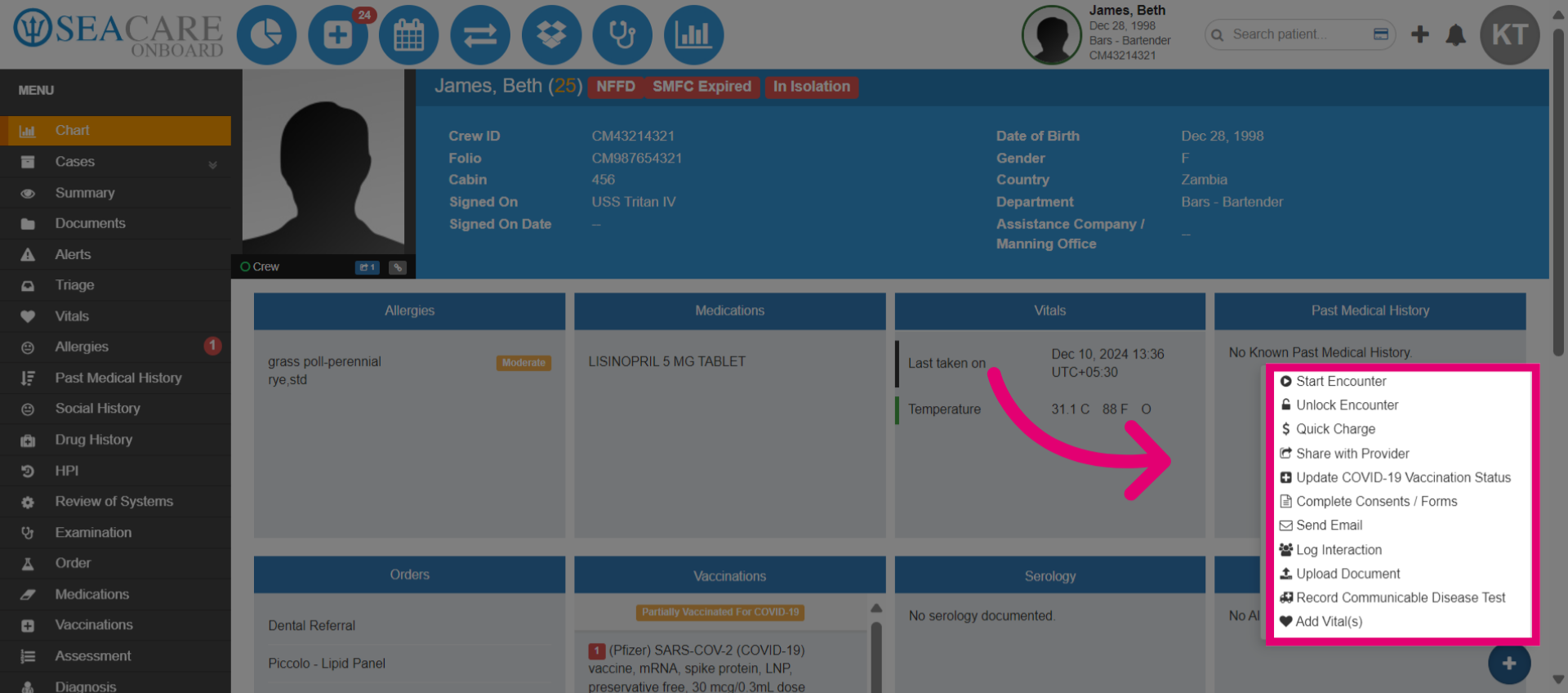 View 'Quick Actions' Menu Options