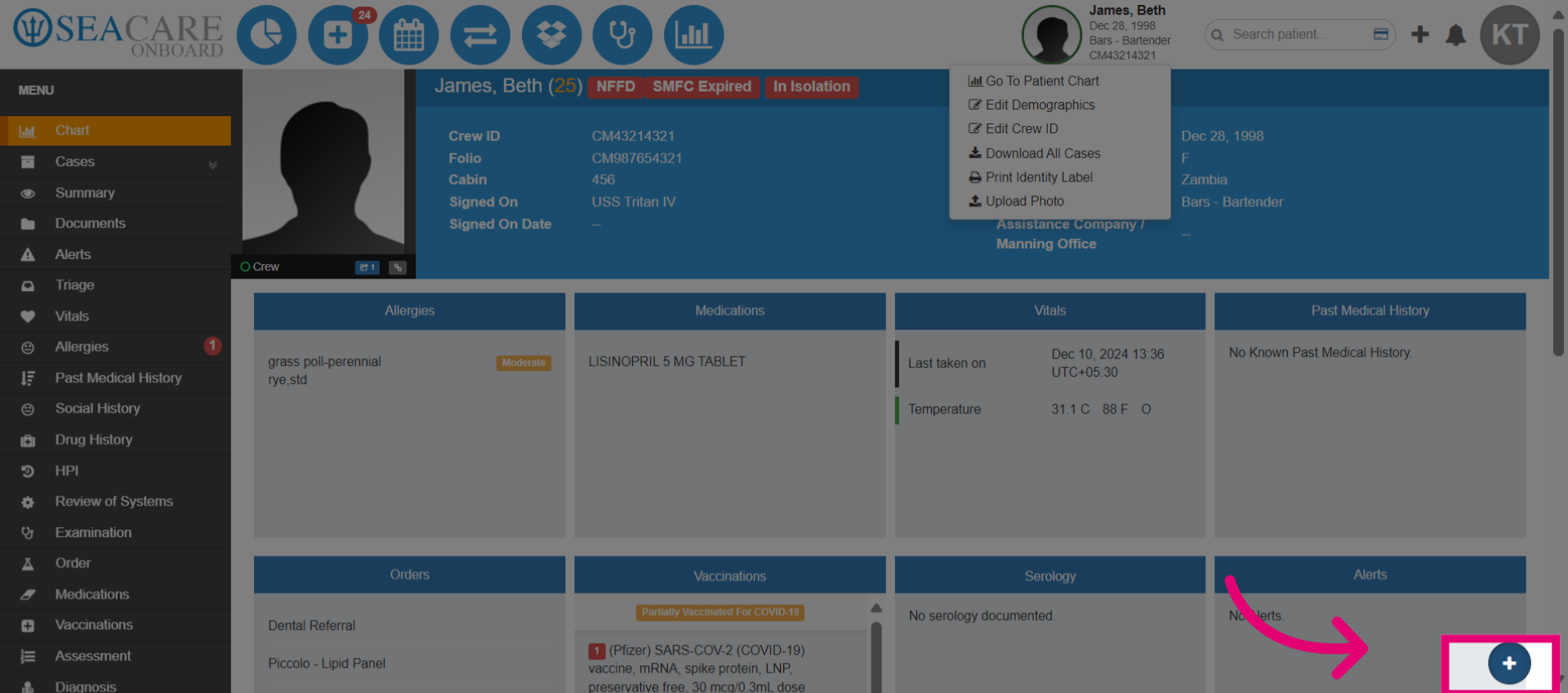 Select the 'Quick Actions' button
