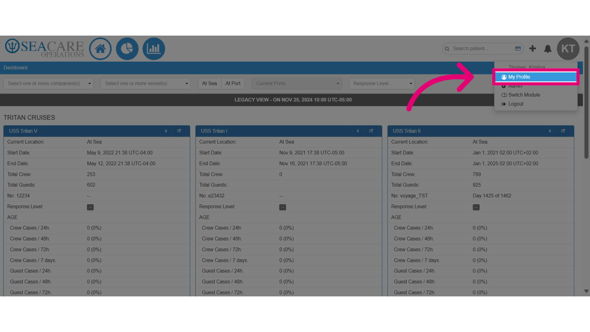 Select 'My Profile'