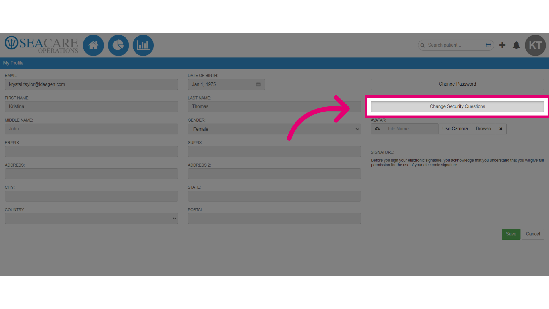 Select 'Change Security Questions'