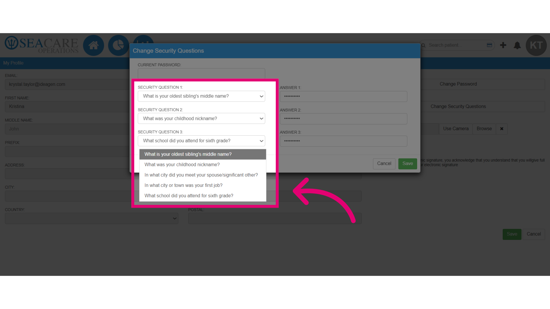 Choose a security question
