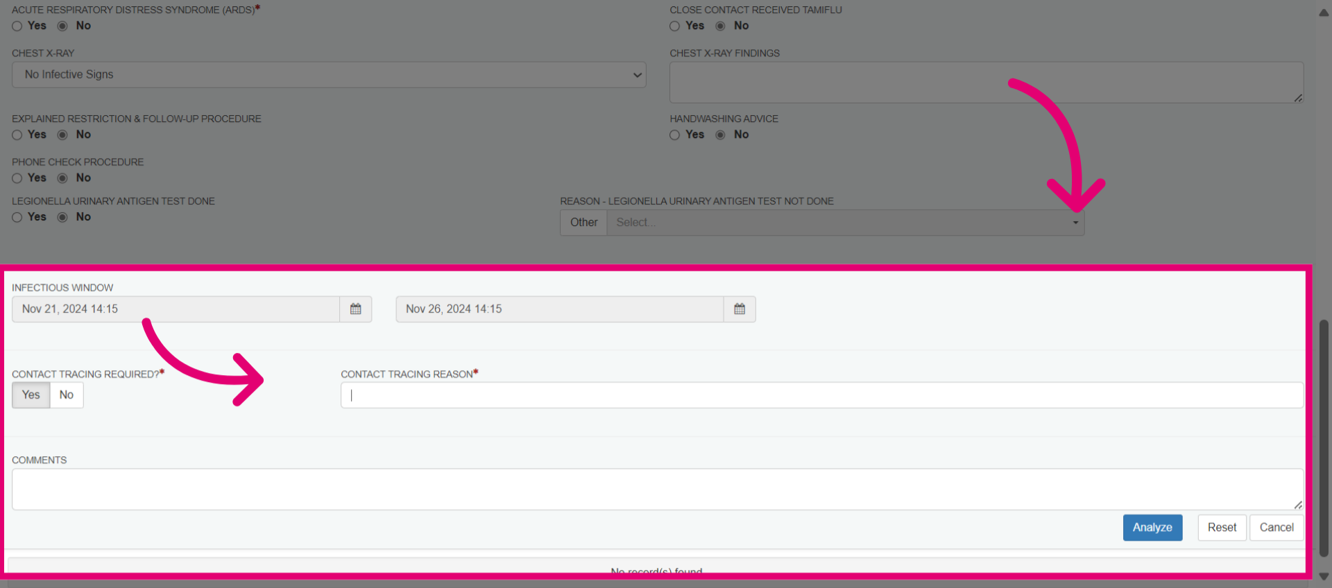 Add the 'Infectious Window' Start and End Dates