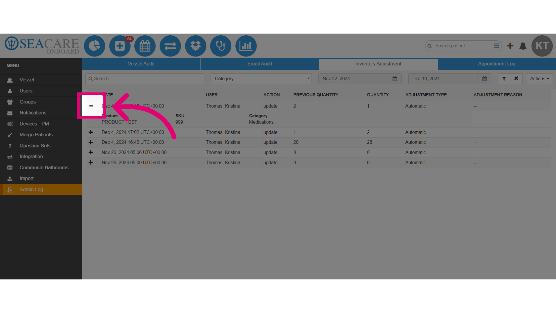 Expand View inventory details
