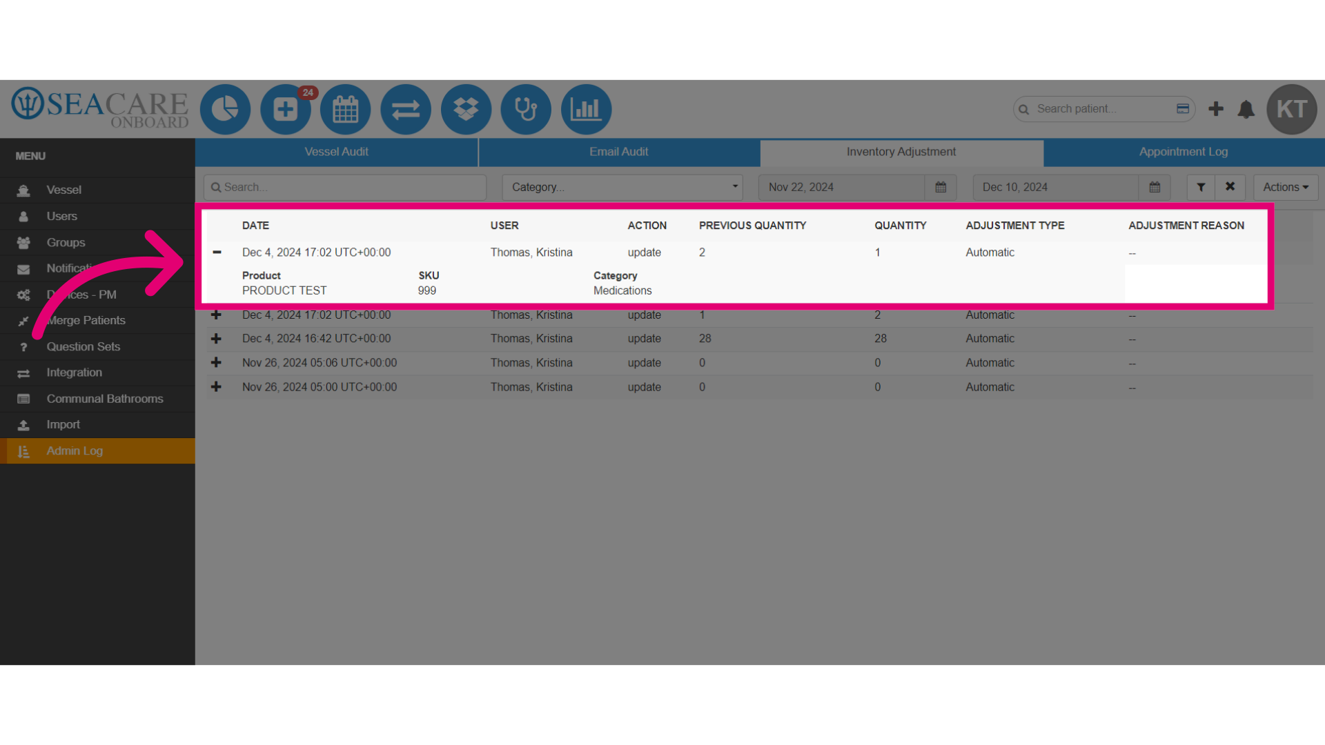 View the Inventory information