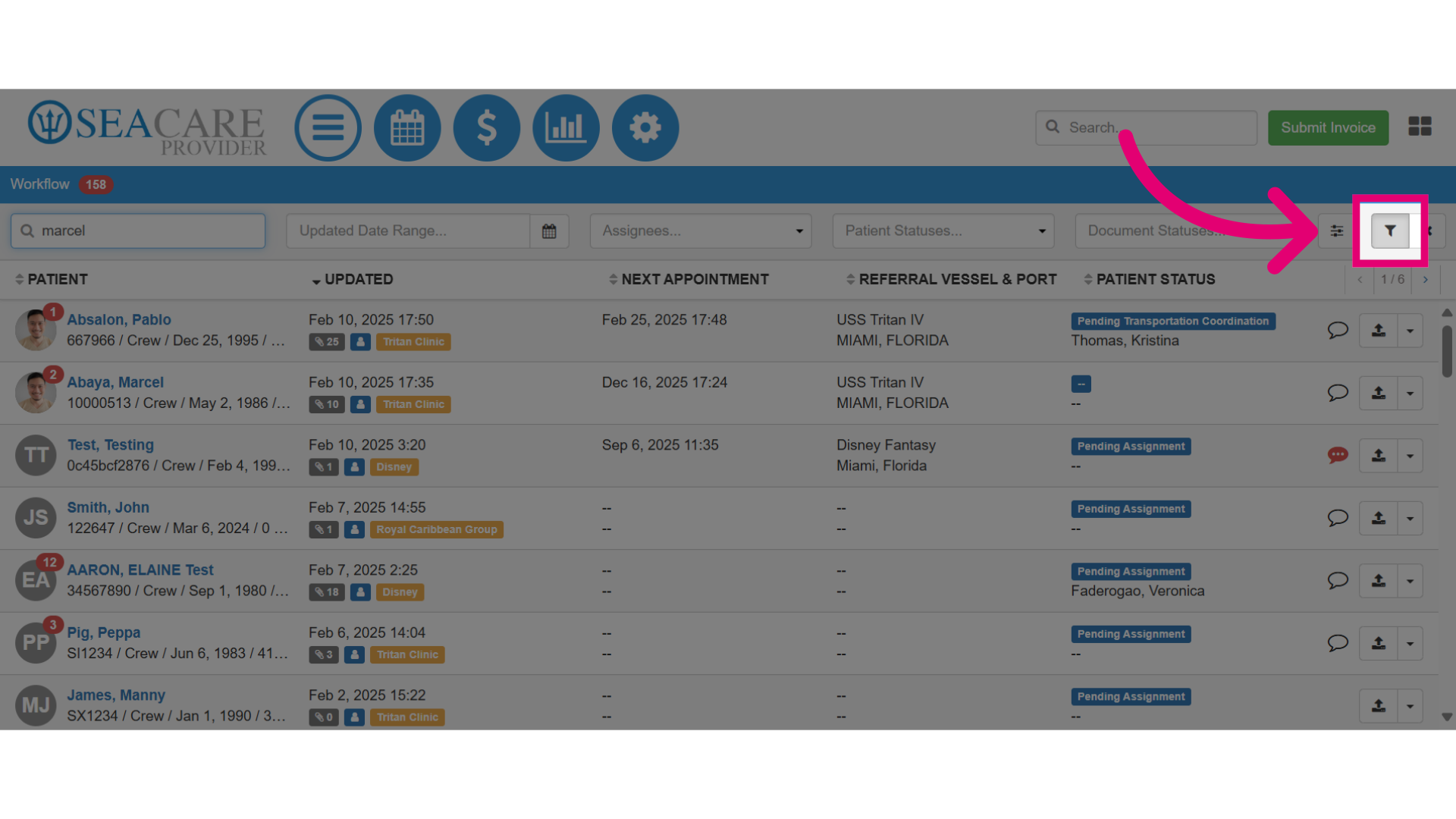 Select the Filter button