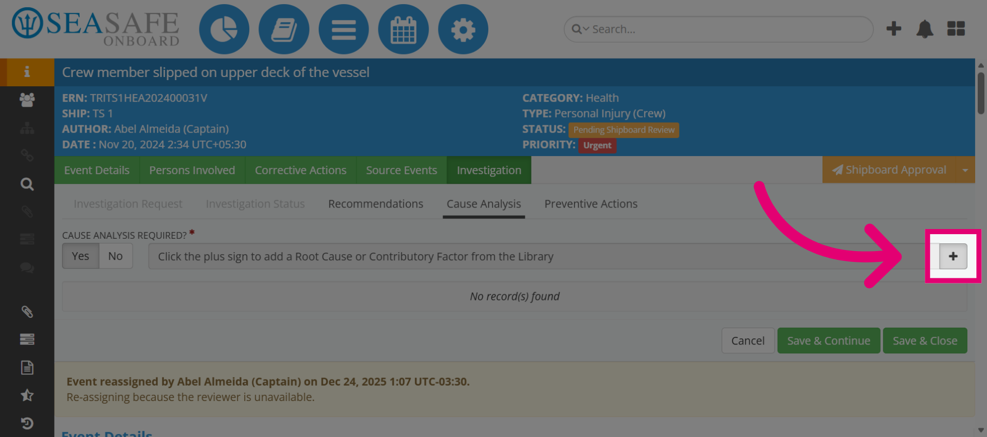 Access Cause Analysis Section