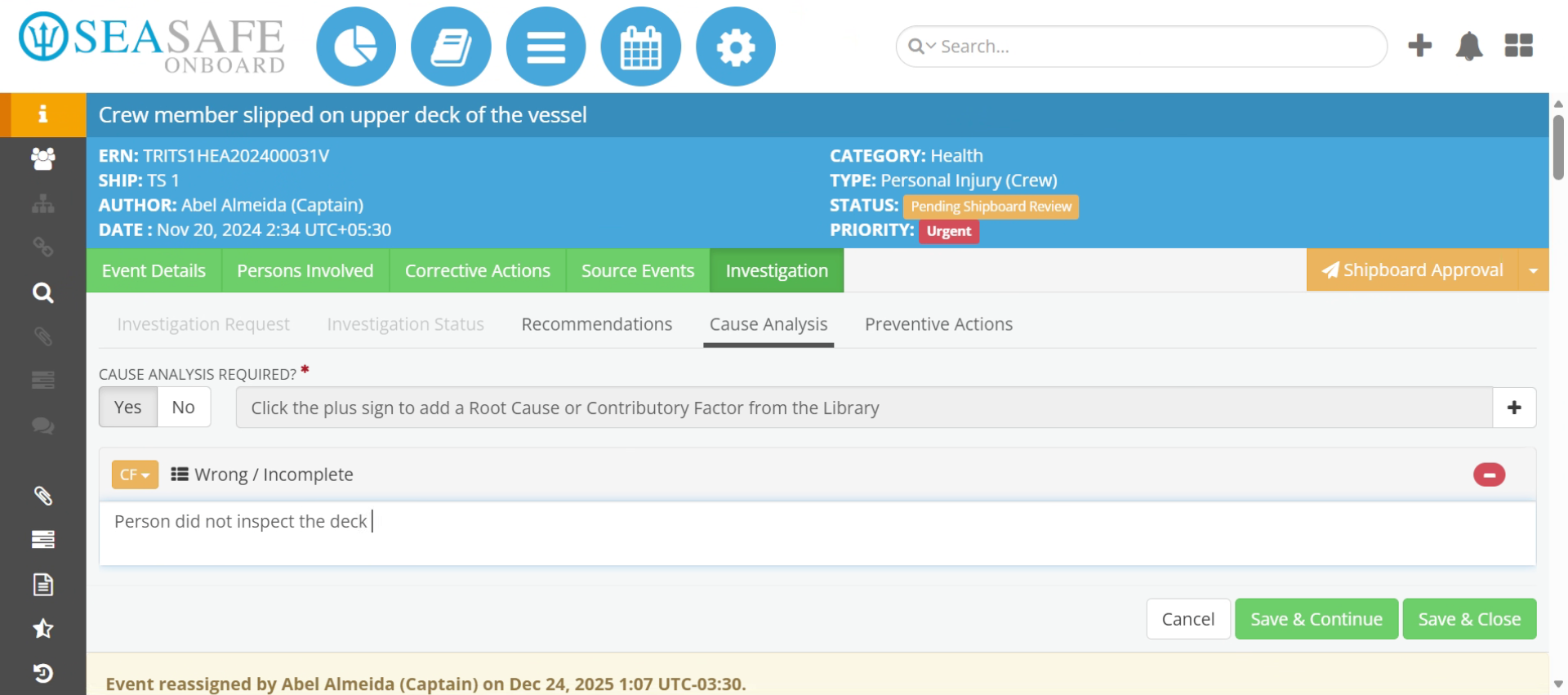 Enter Contributory Factor Details