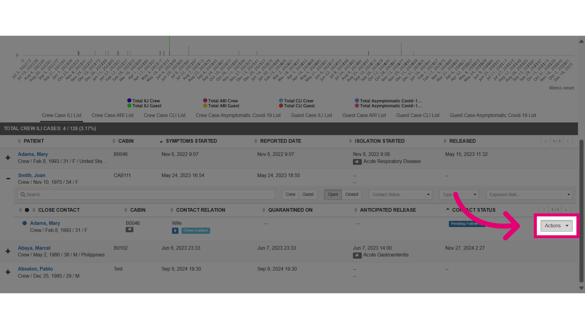 Select the Actions button to perform more tasks