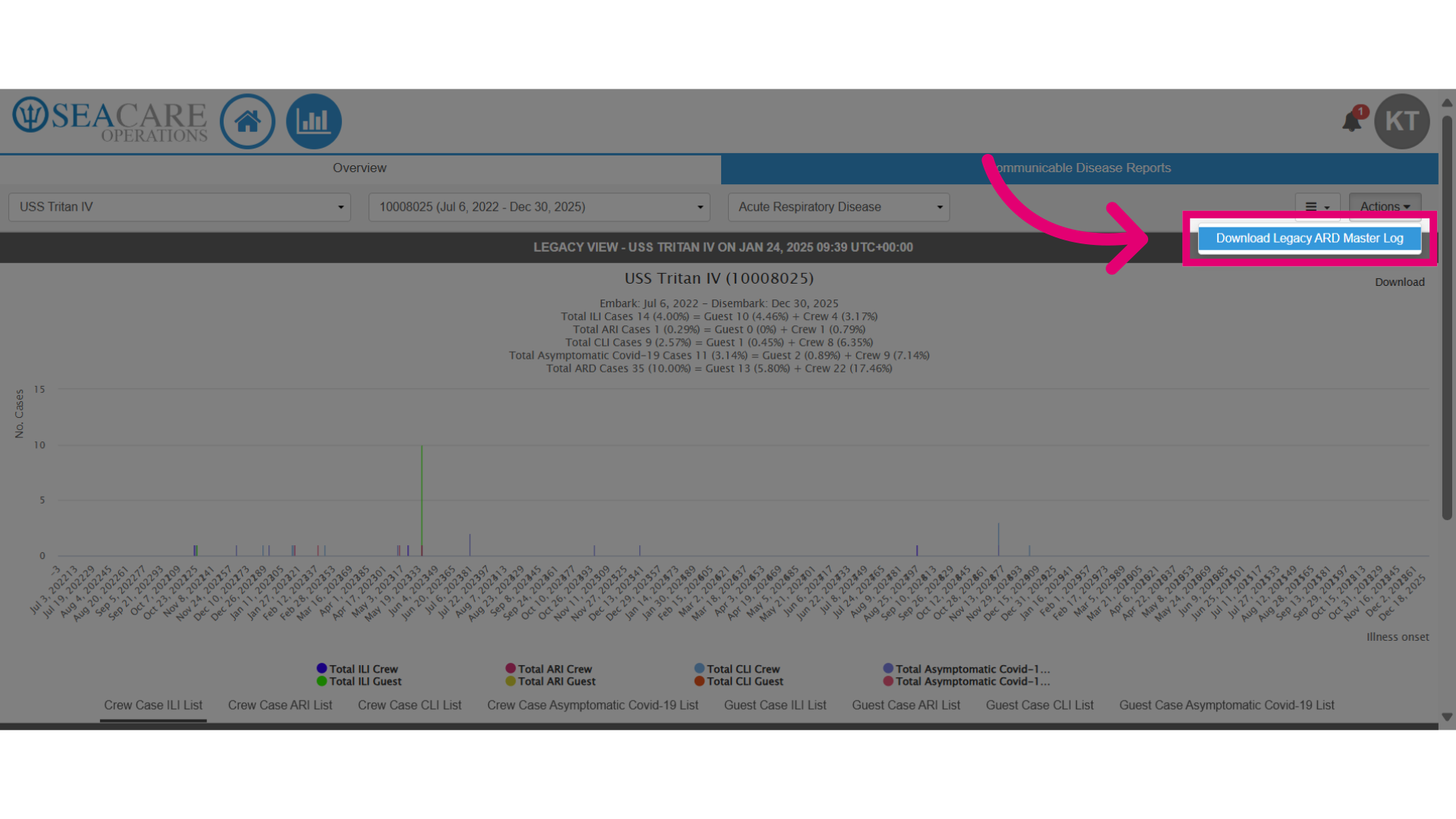 Select 'Download Legacy ARD Master Log'