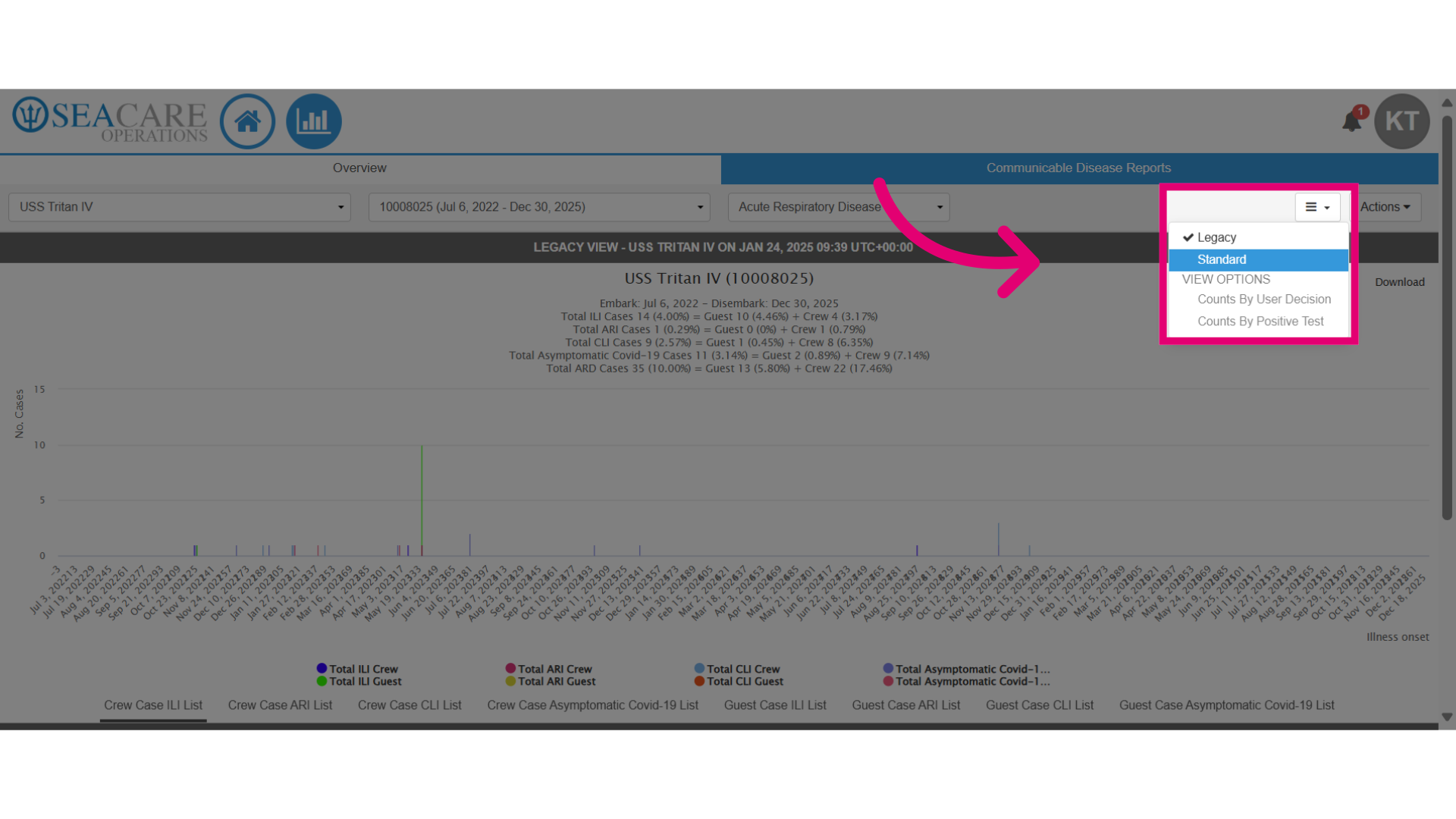 Select the report view