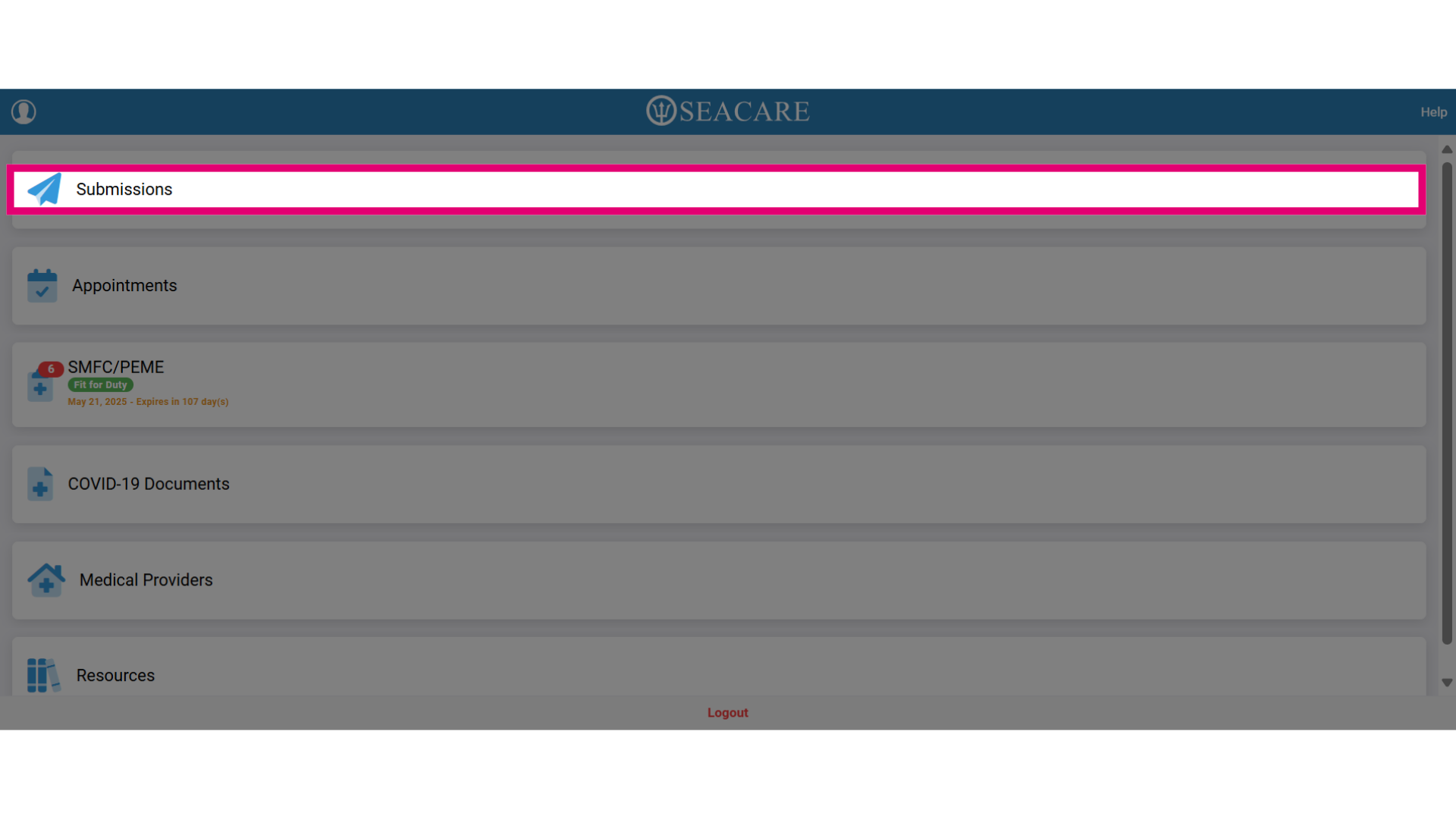 Select 'Submissions'