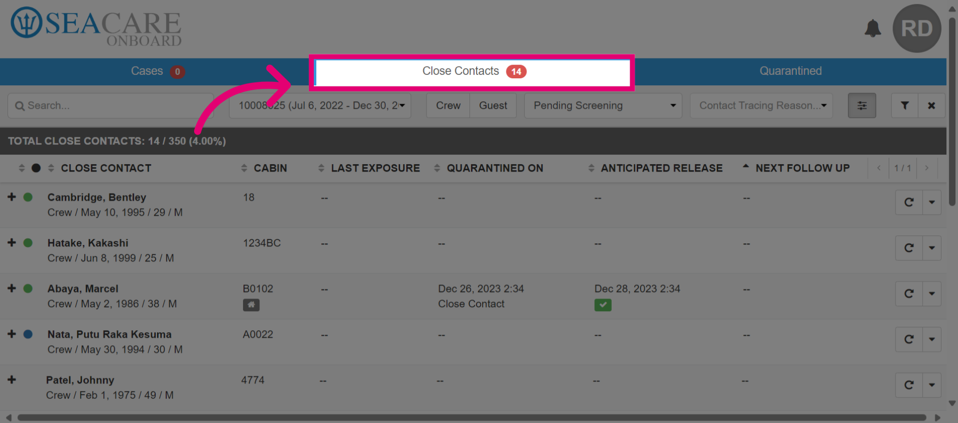 Click Close Contacts