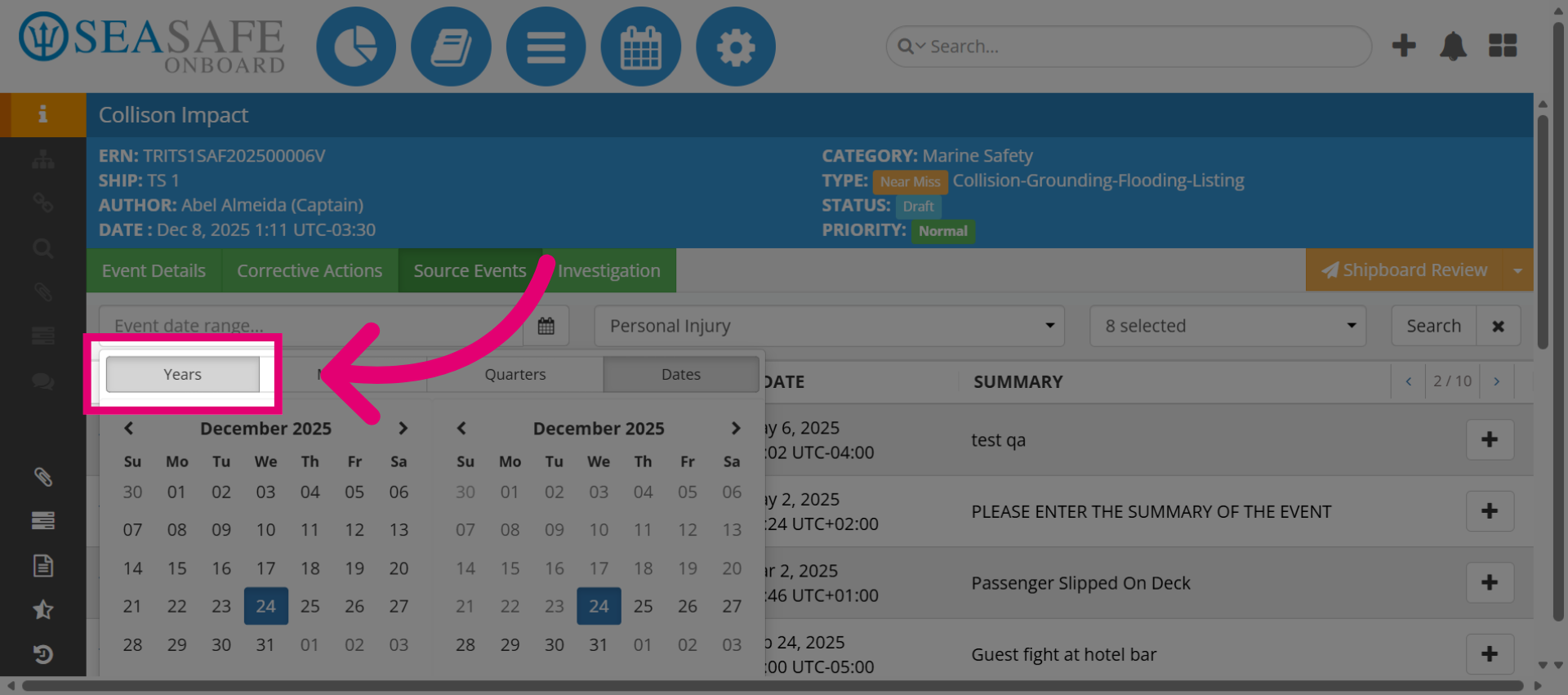Select Years Filter