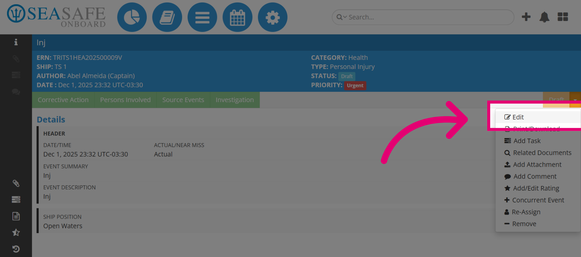 Select Edit Option