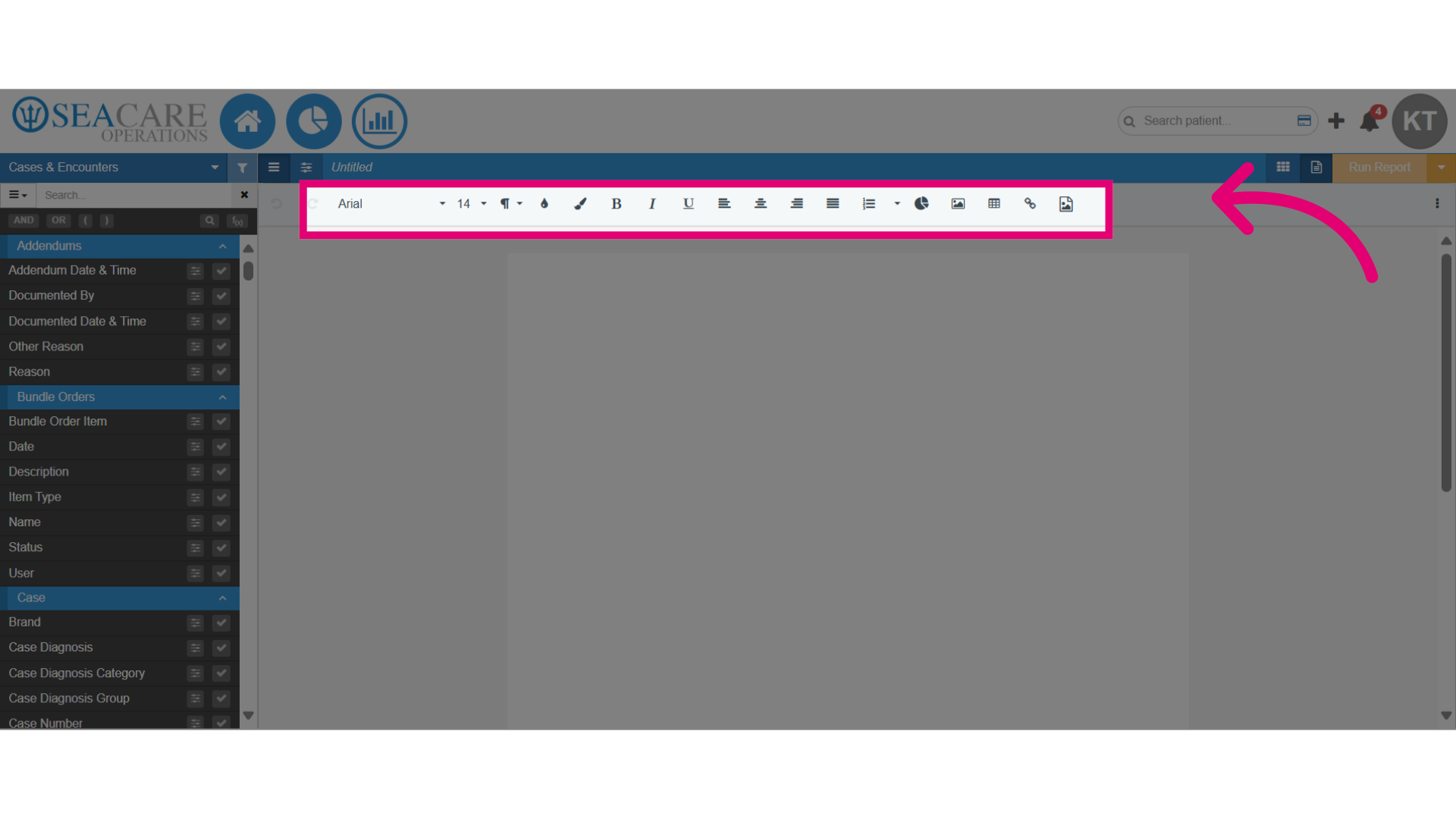 Use the formatting tool bar
