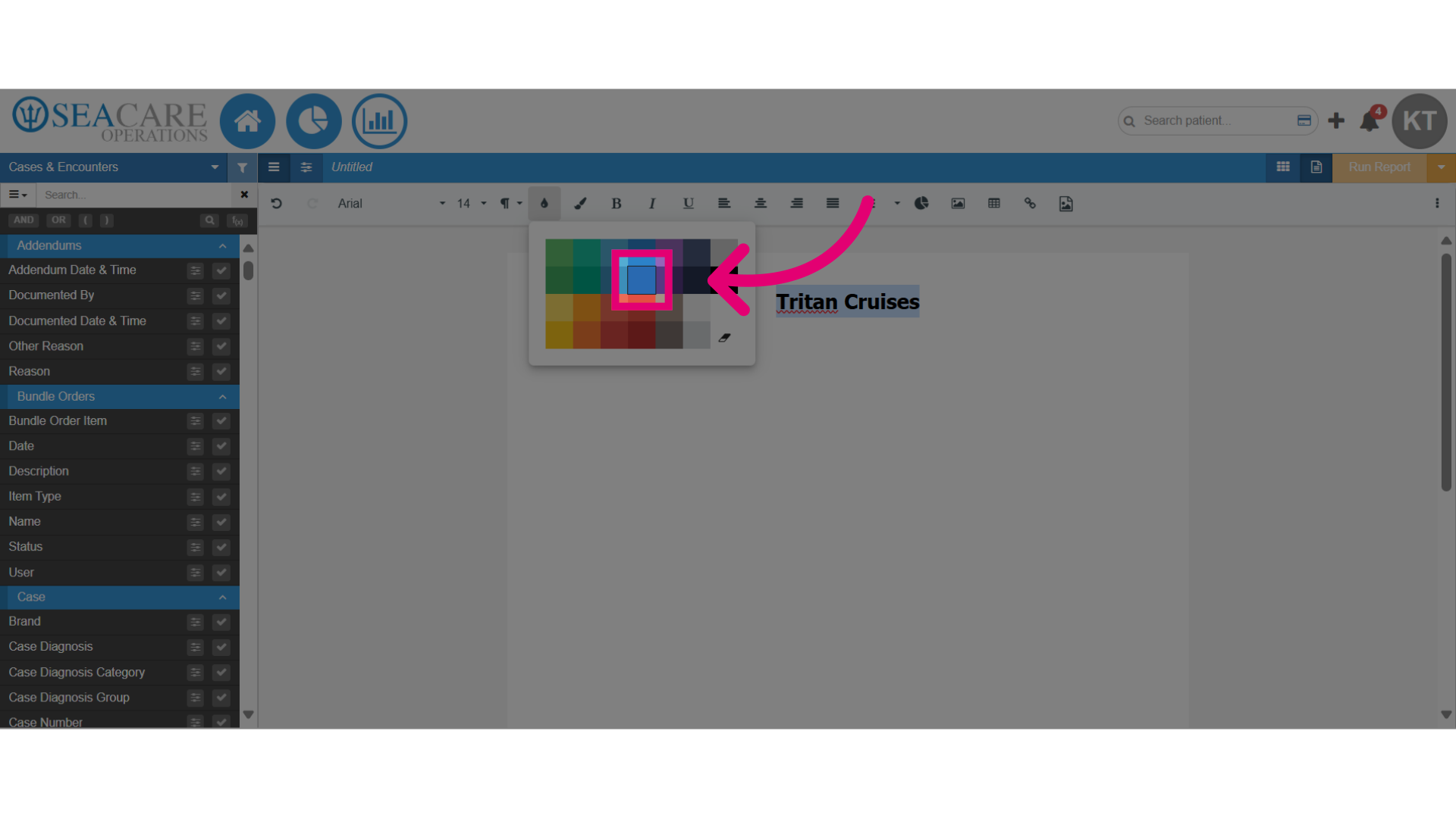 Select the desired color from the color scheme
