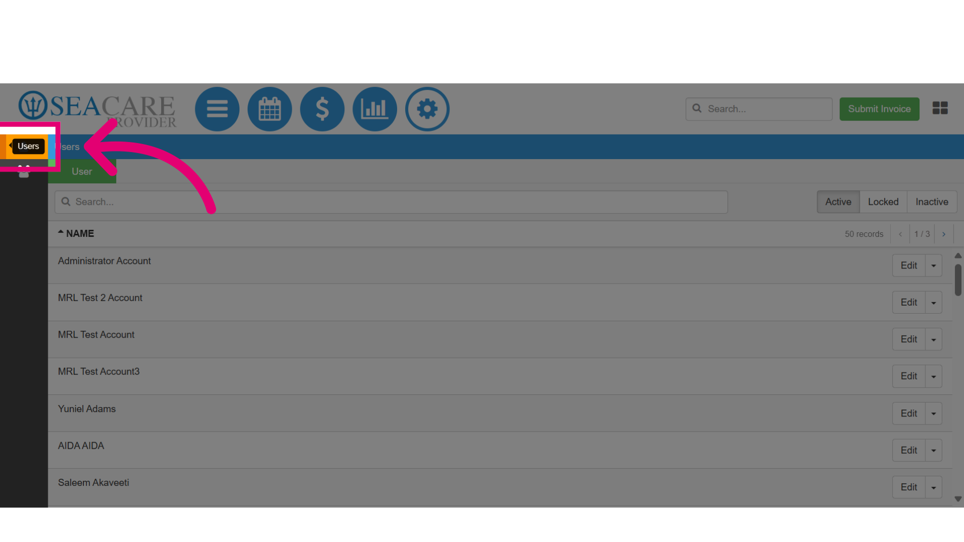 Select the 'Users' section