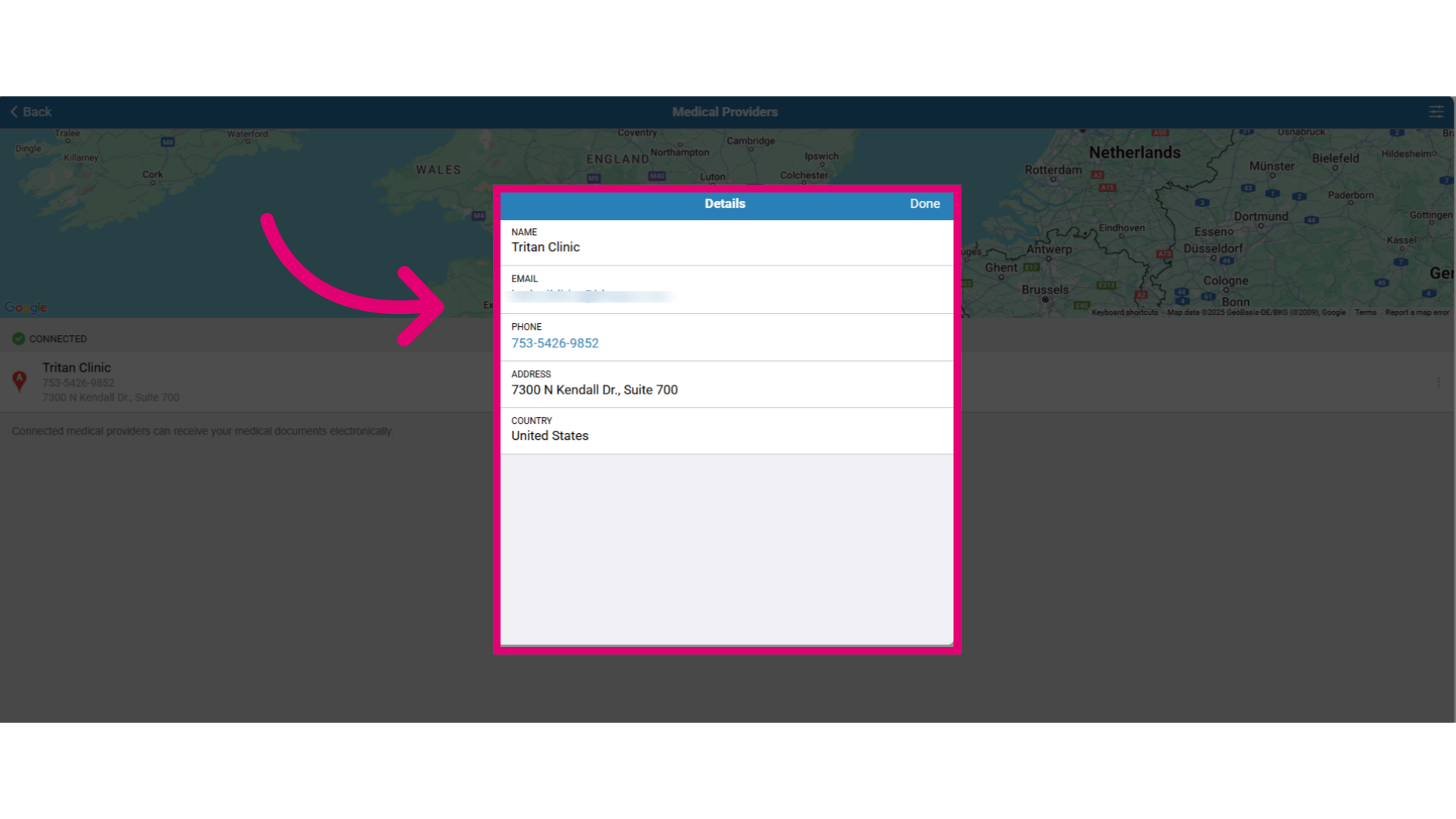 Select 'View Details' to view the clinic information