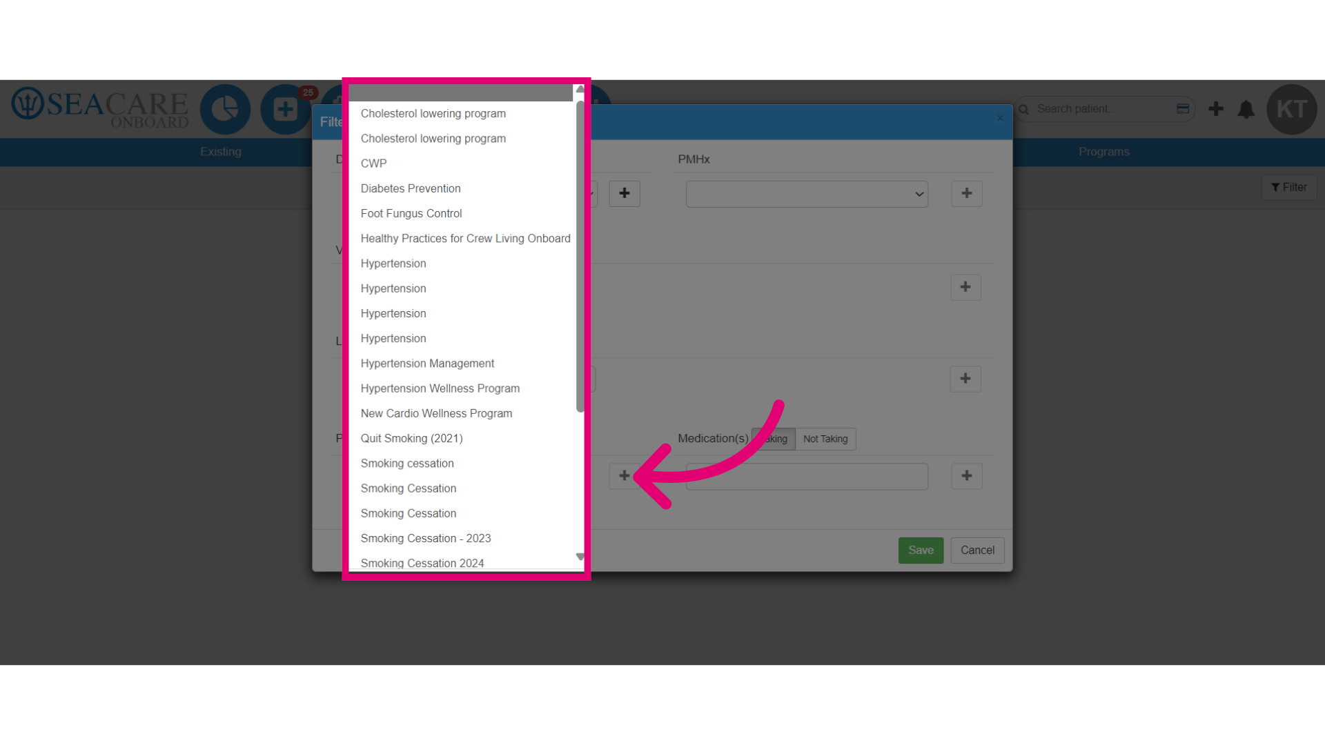 Select the program the crew is either enrolled or not enrolled in