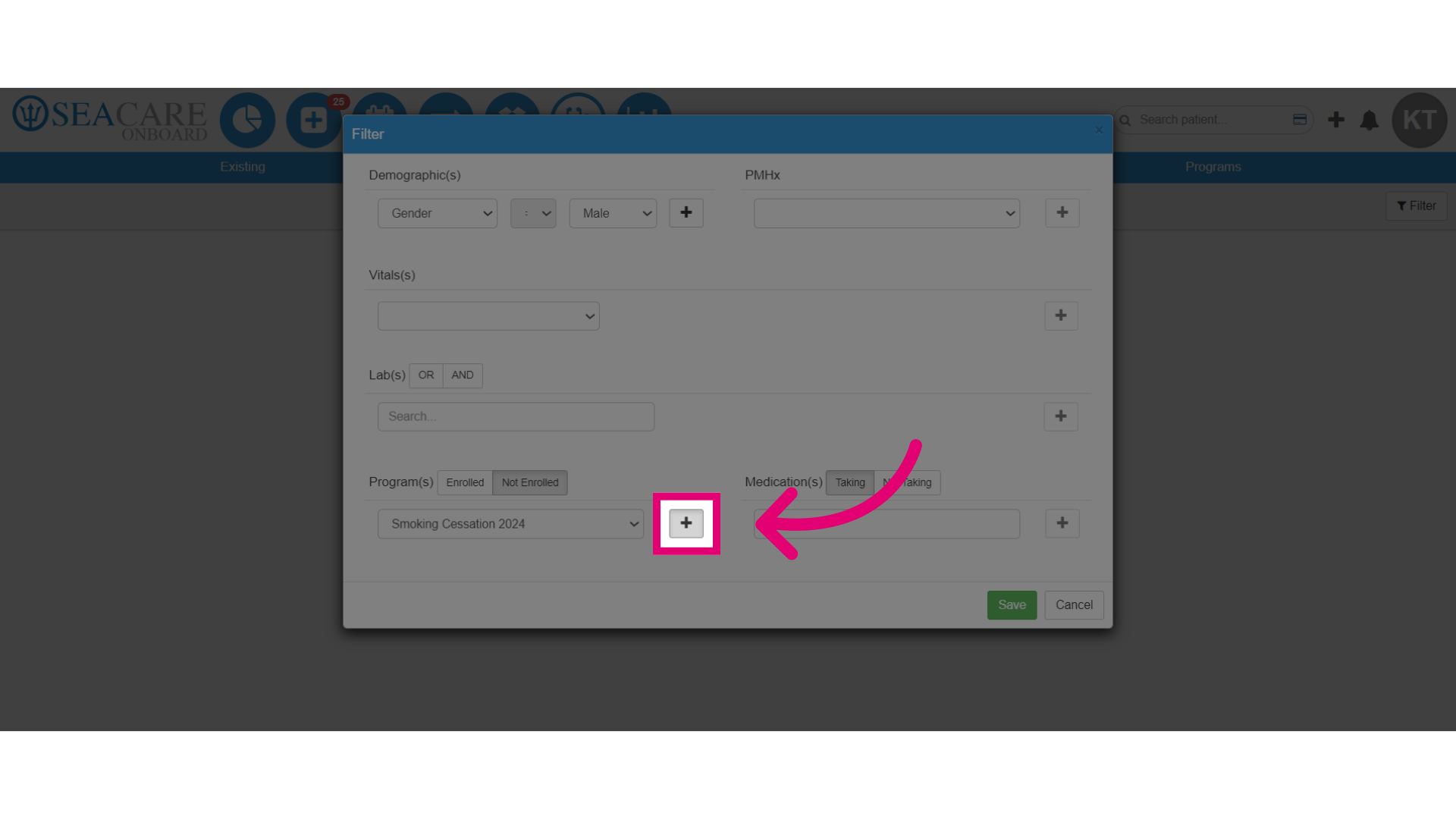 Select the plus sign to add