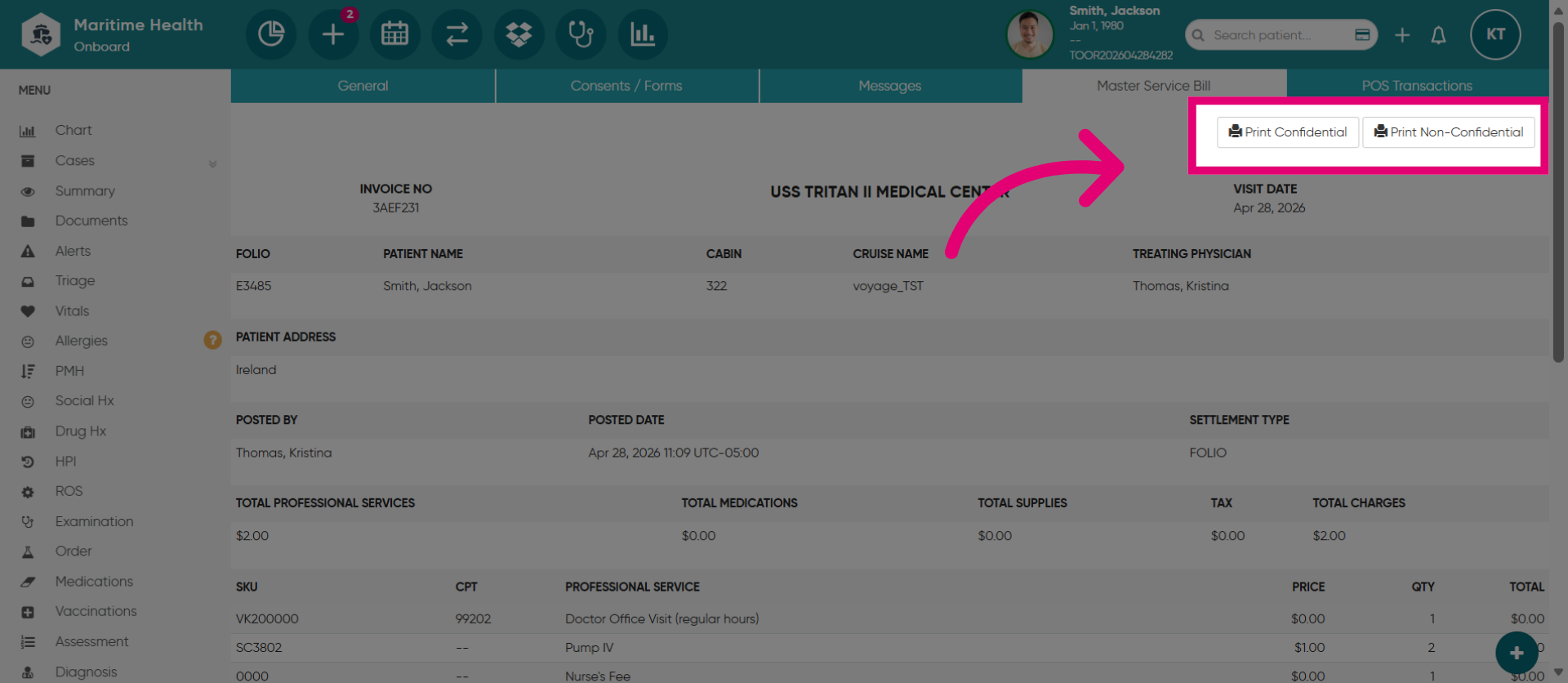 Access Print Options