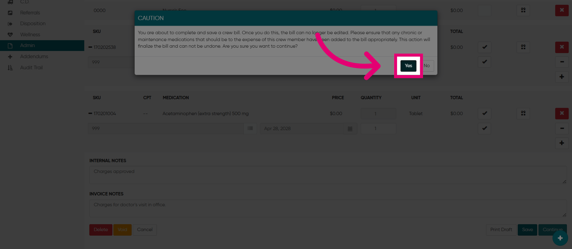 Confirm Action