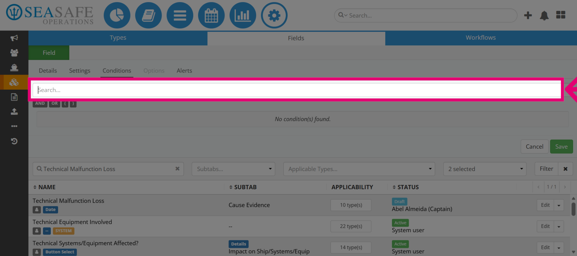Access Search Field