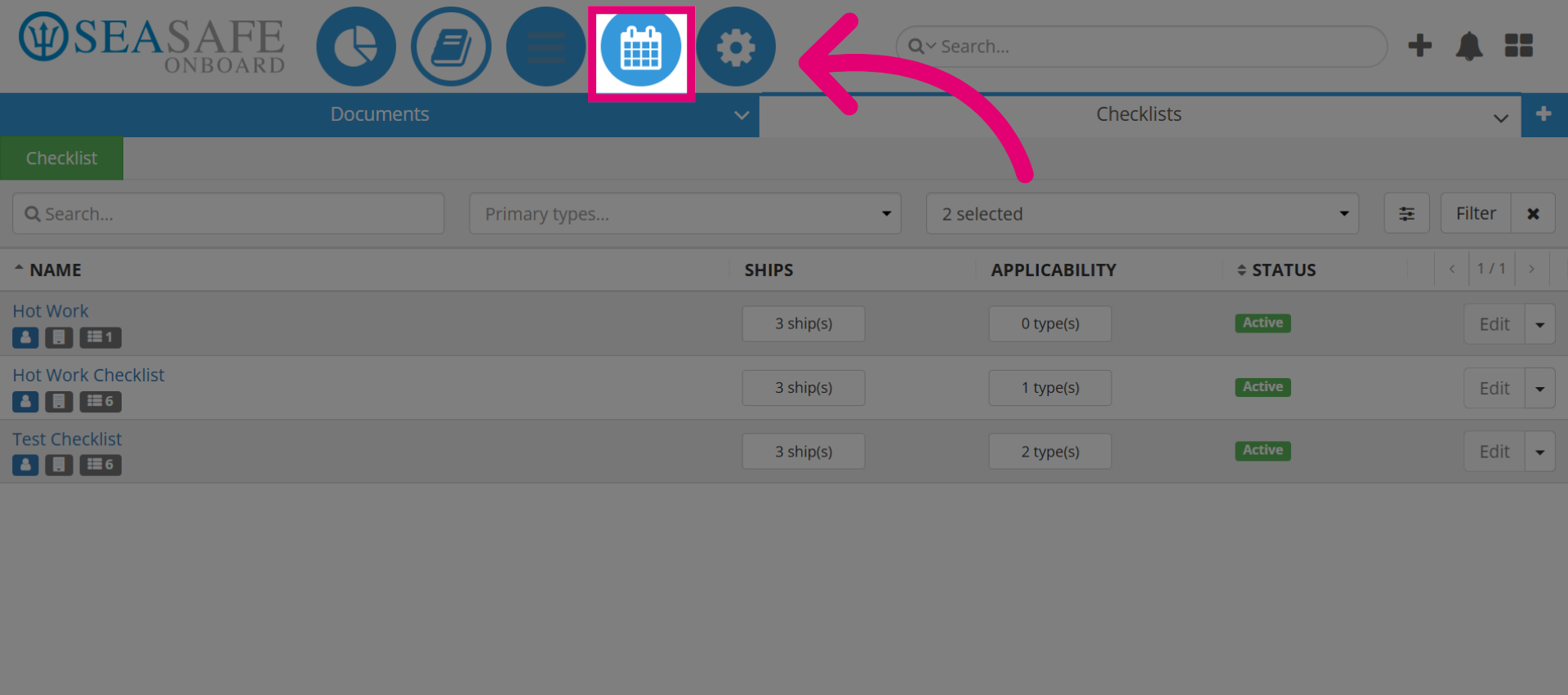 Go to the 'Calendar Module'