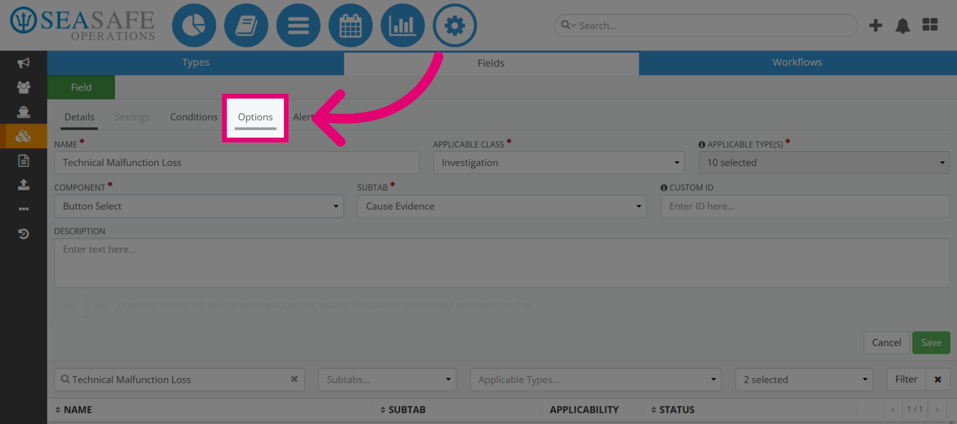 Access Options Settings