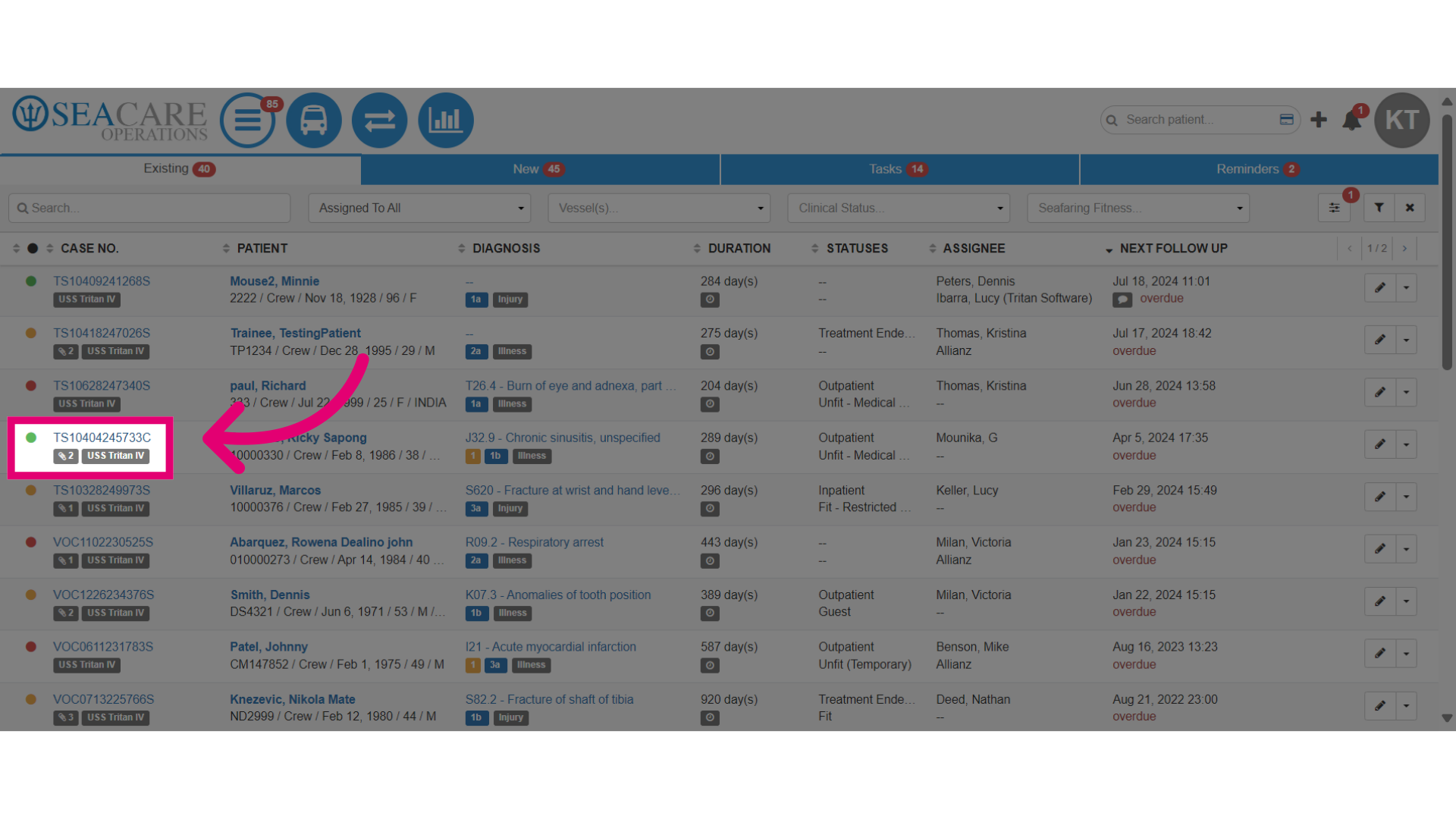 Select the case to view the updates