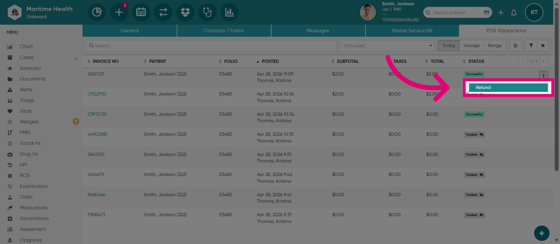 Select Refund Option