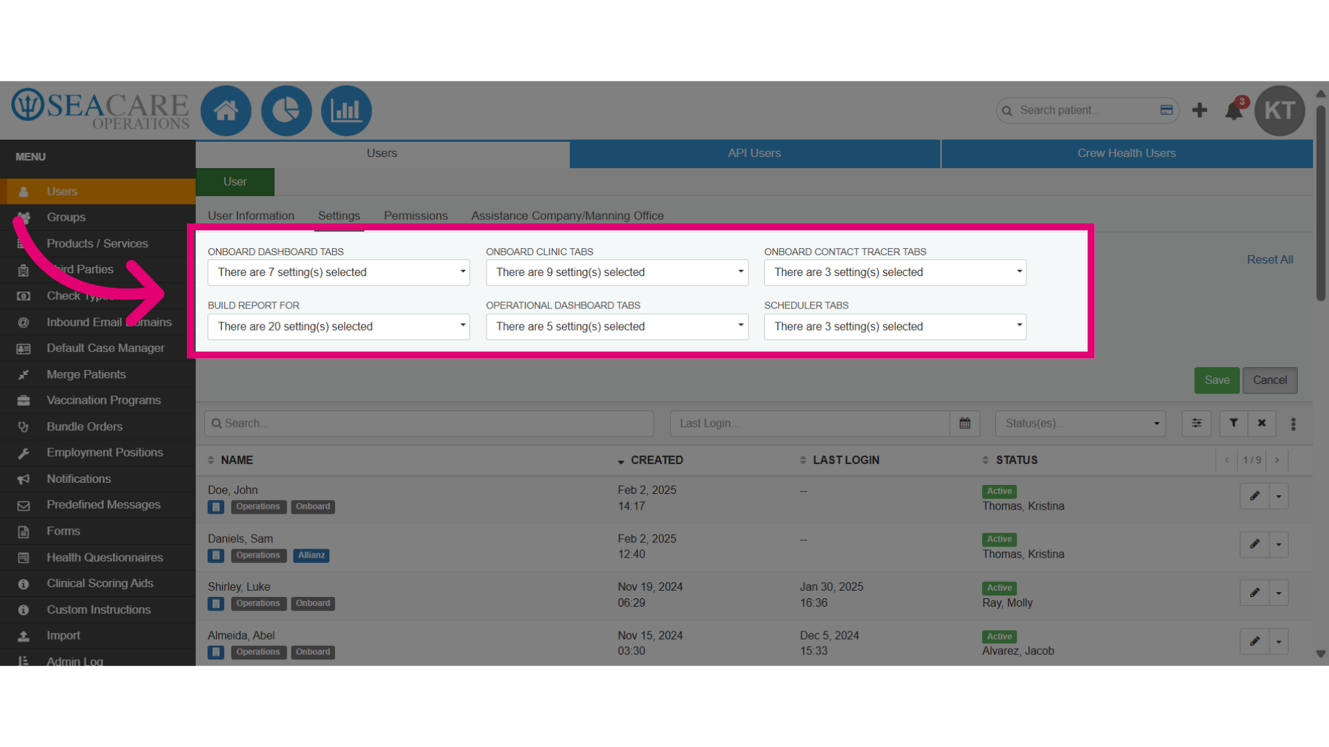 Grant access to the remaining tabs
