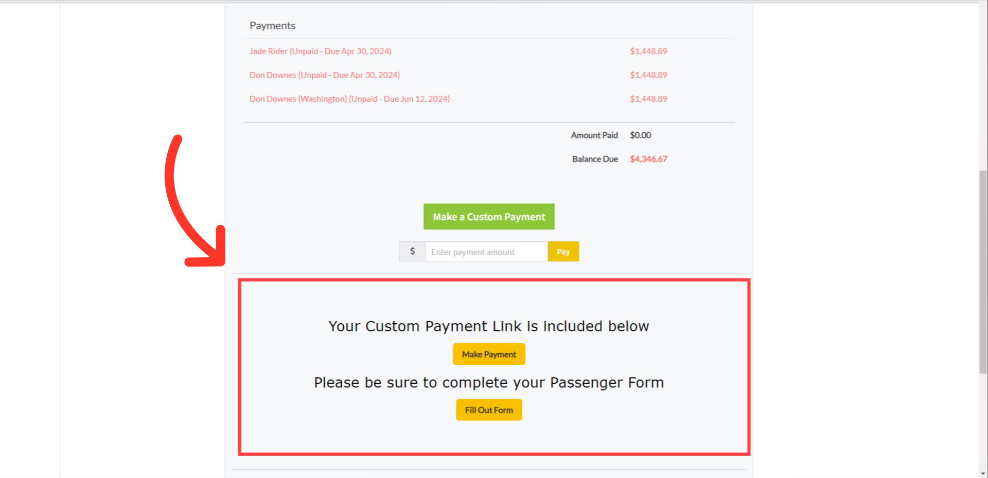 Invoice Payment Link Example