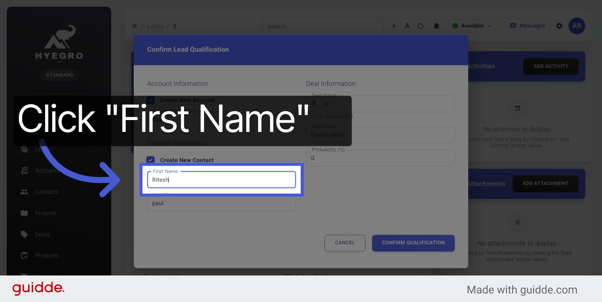 Select First Name Field