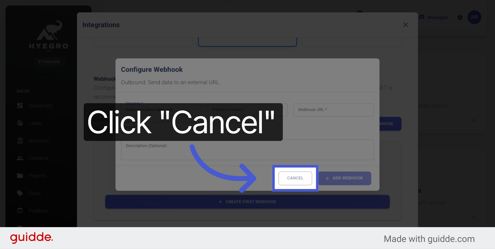 Cancel Webhook Setup