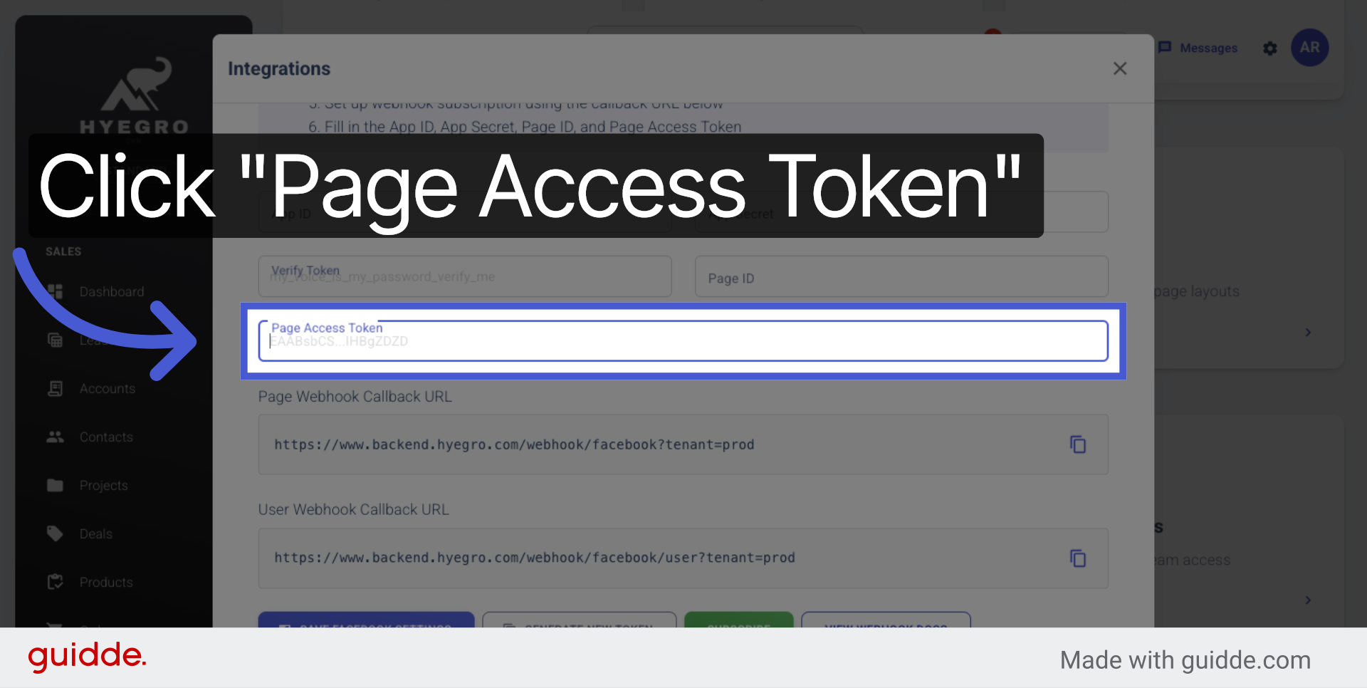 Enter Page Access Token