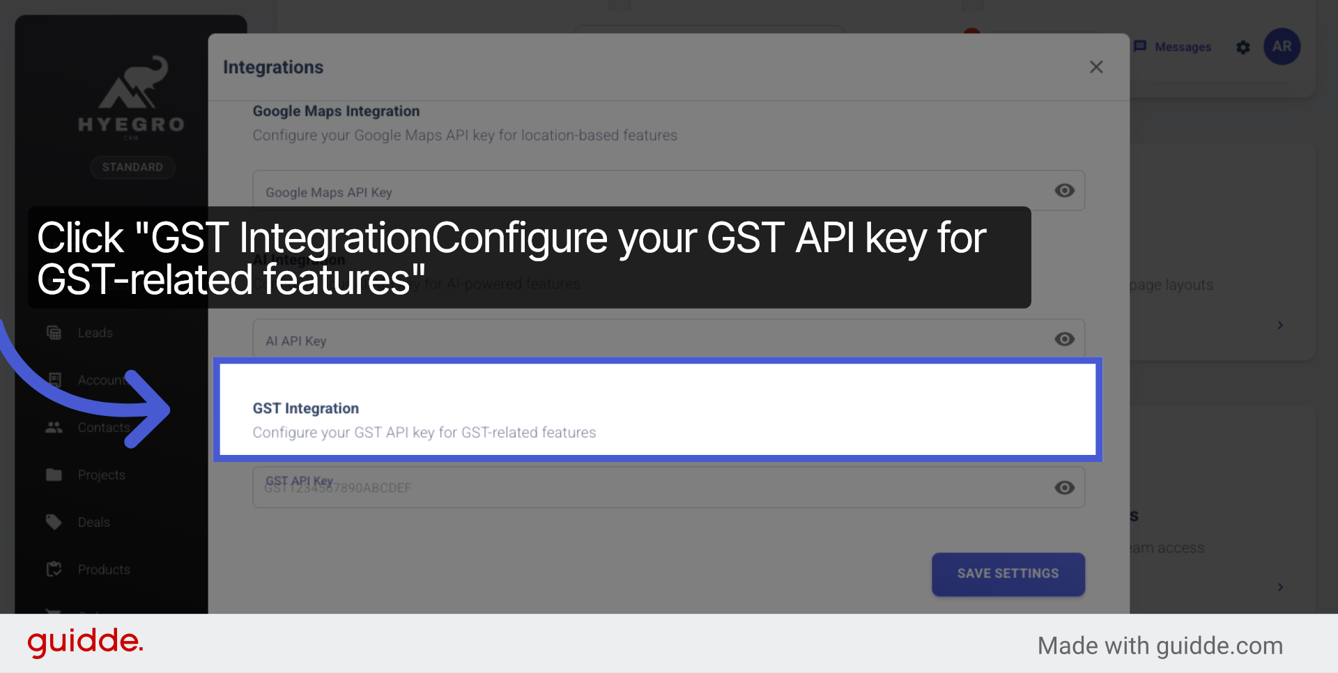 Access GST Integration Settings