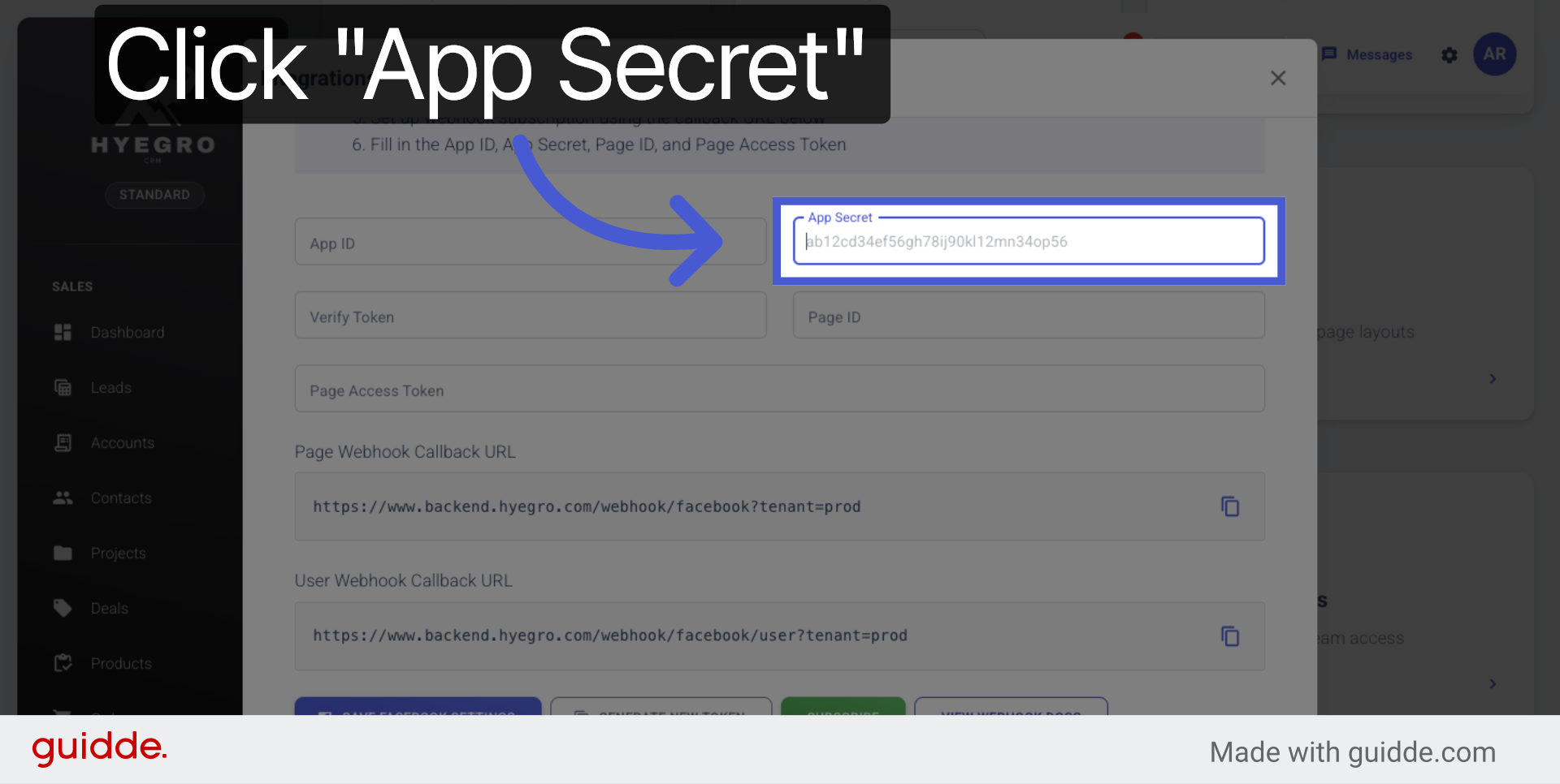 Enter Facebook App Secret