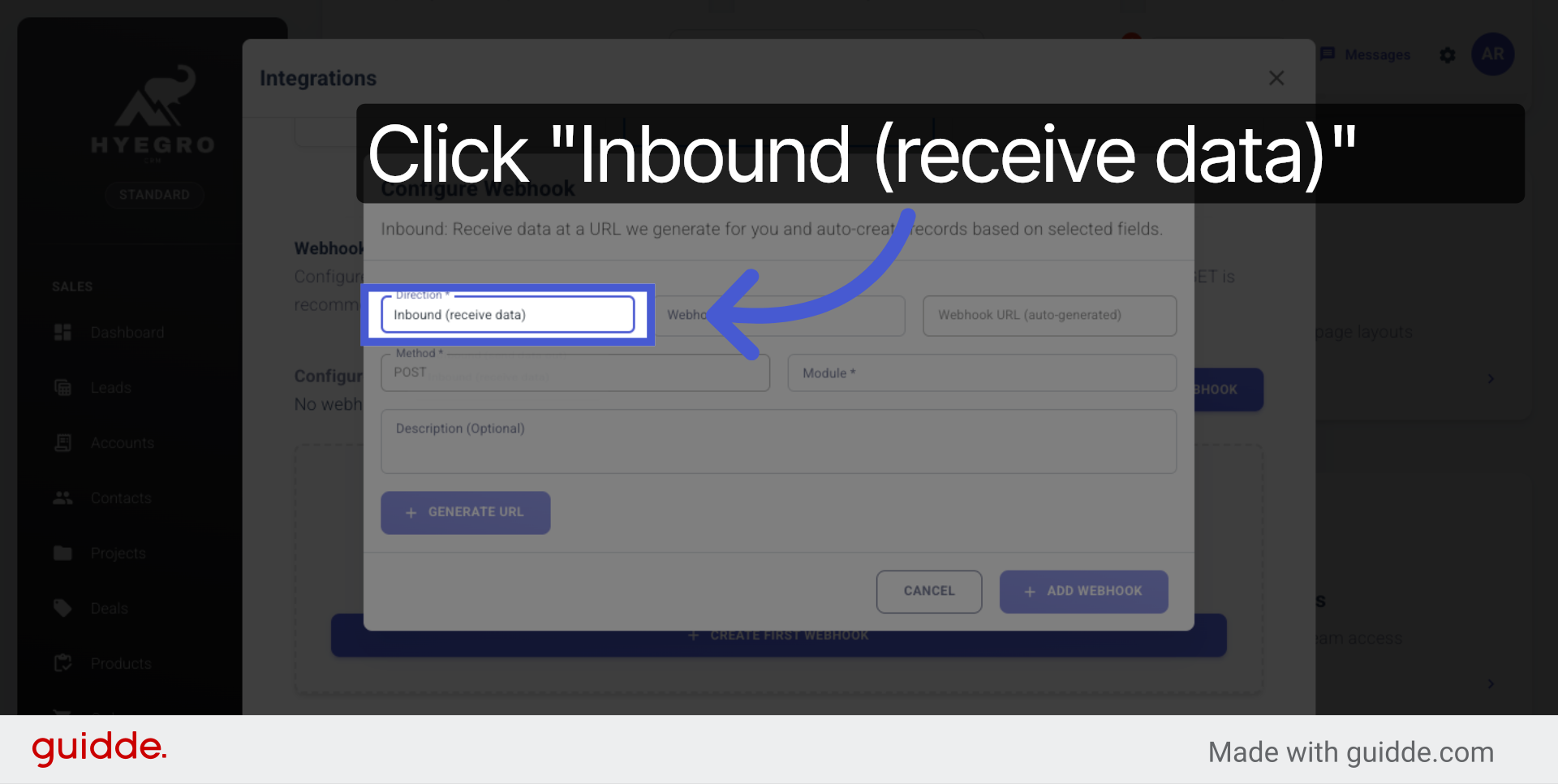 Set Webhook to Inbound