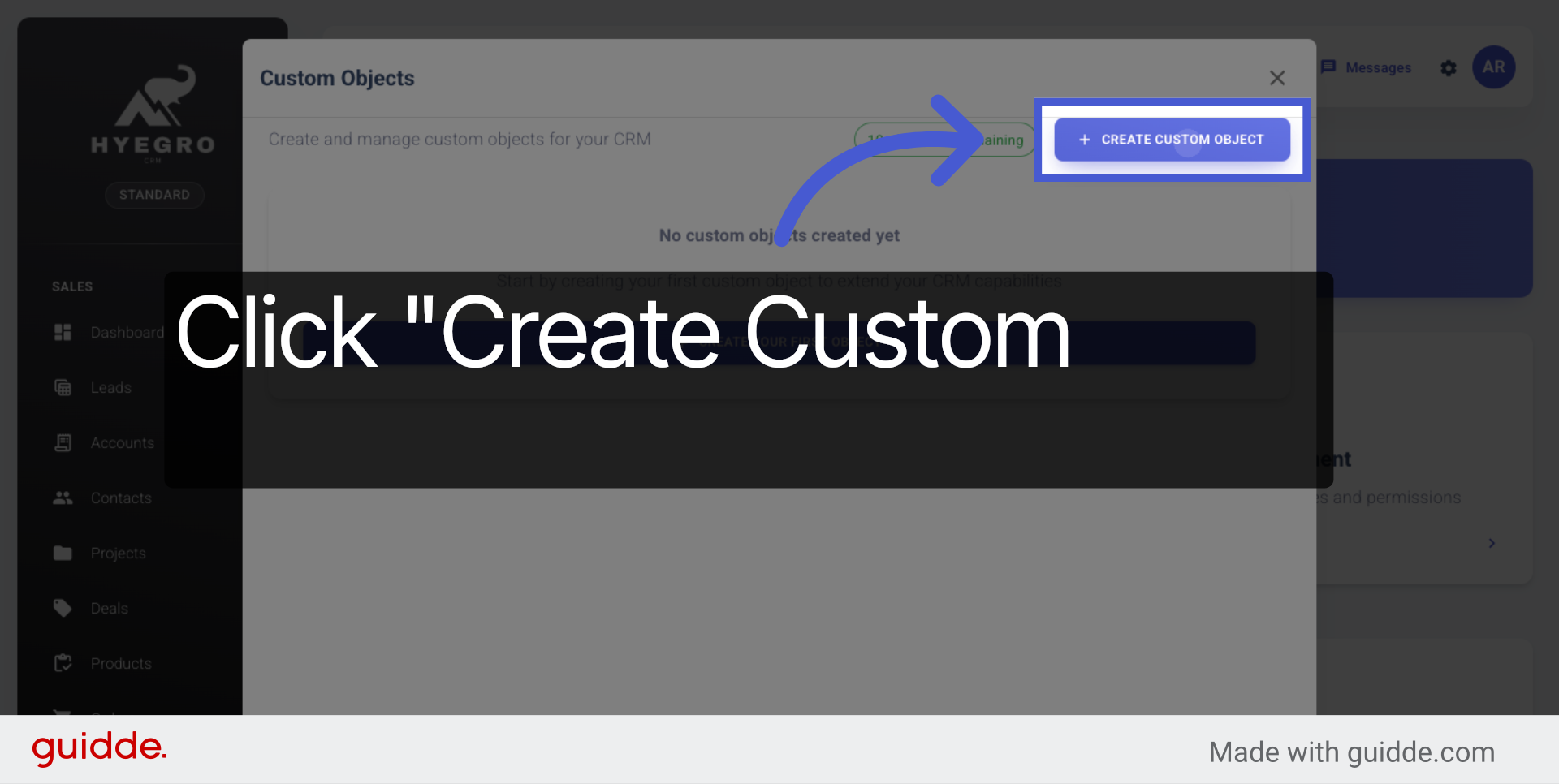 Initiate Custom Object Creation