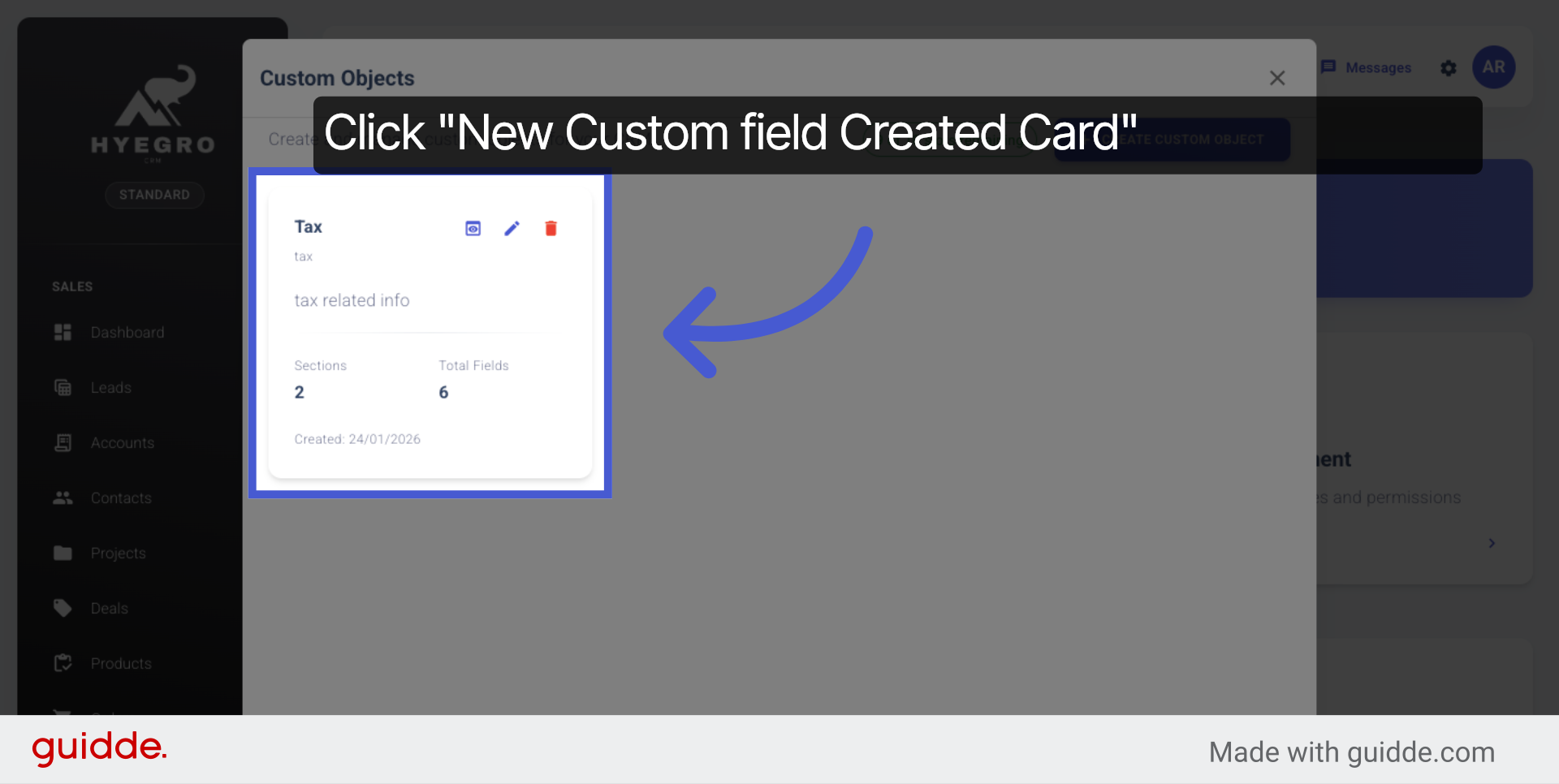 View Created Object Details