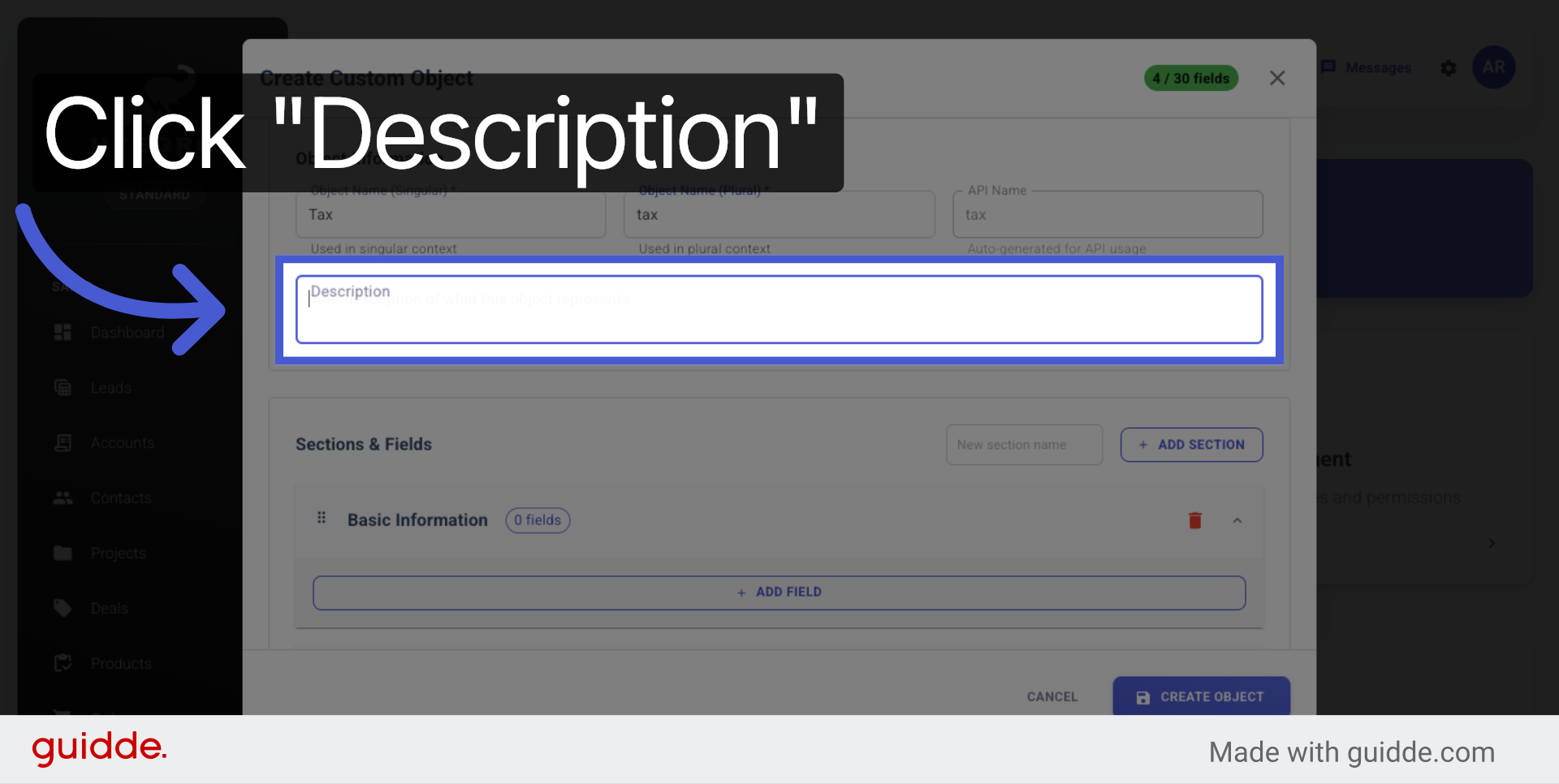 Select Description Field