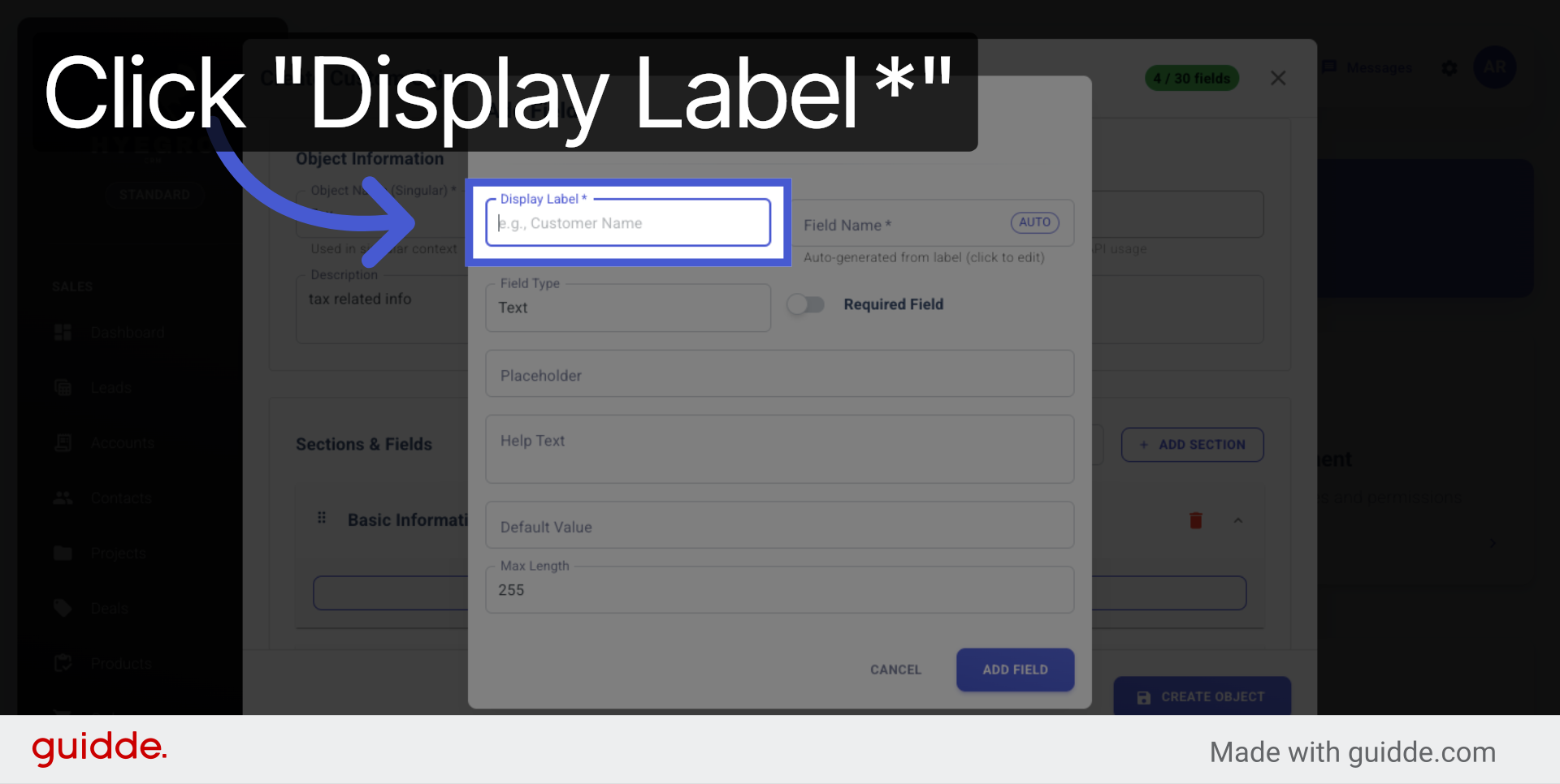 Select Display Label Field