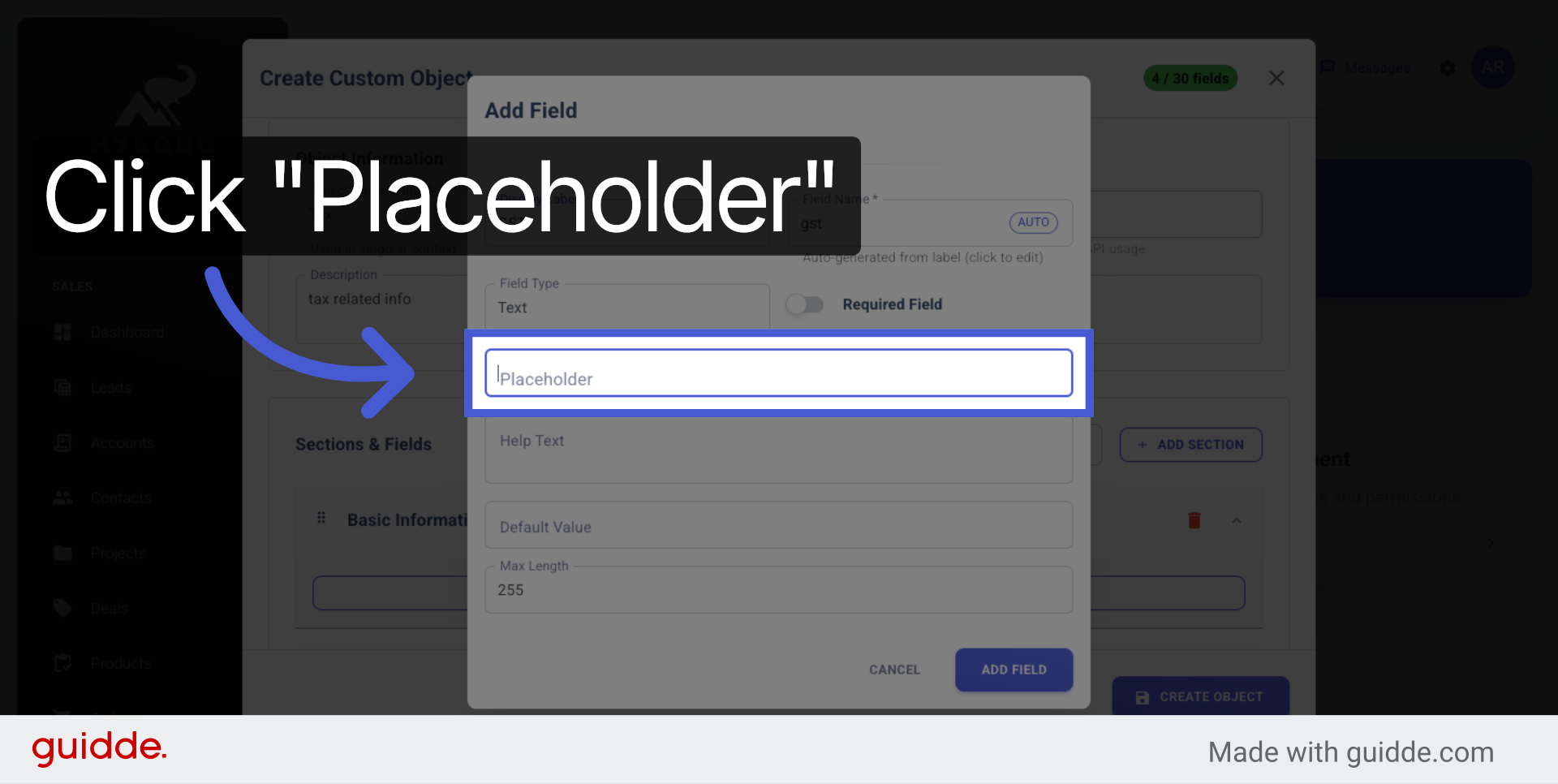Select Placeholder Field