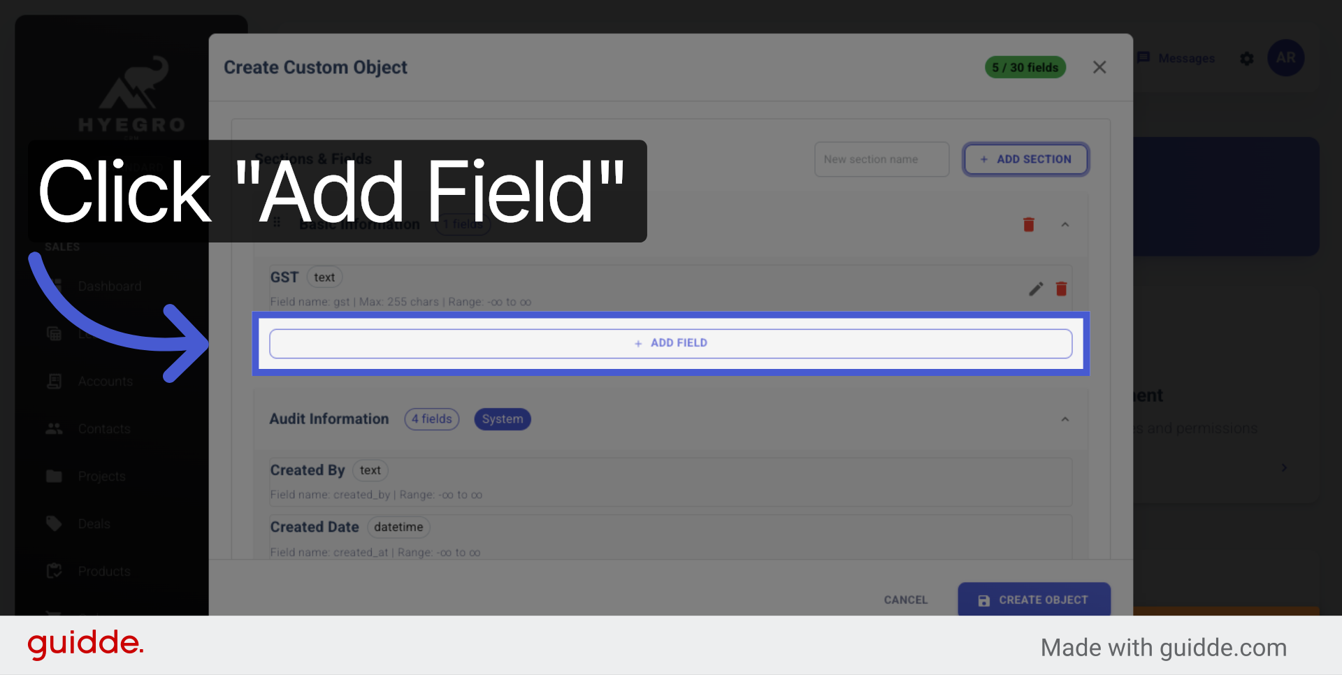 Add Field in Section