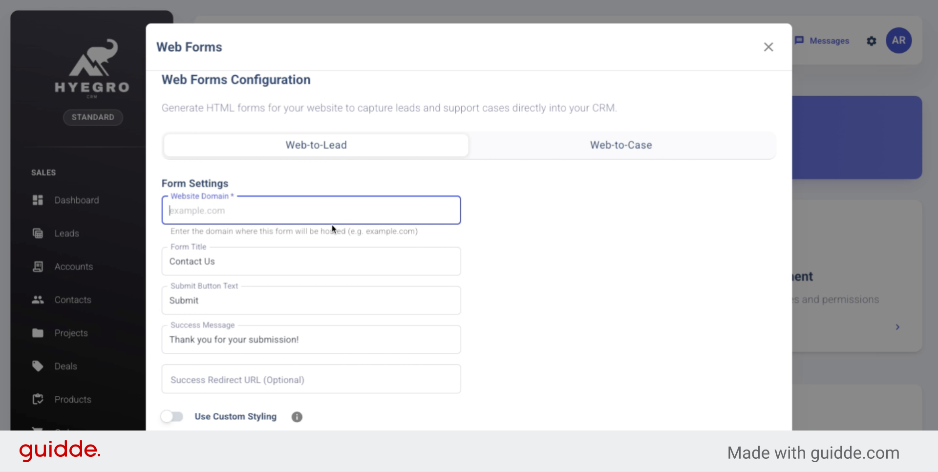 Re-enter Website Domain