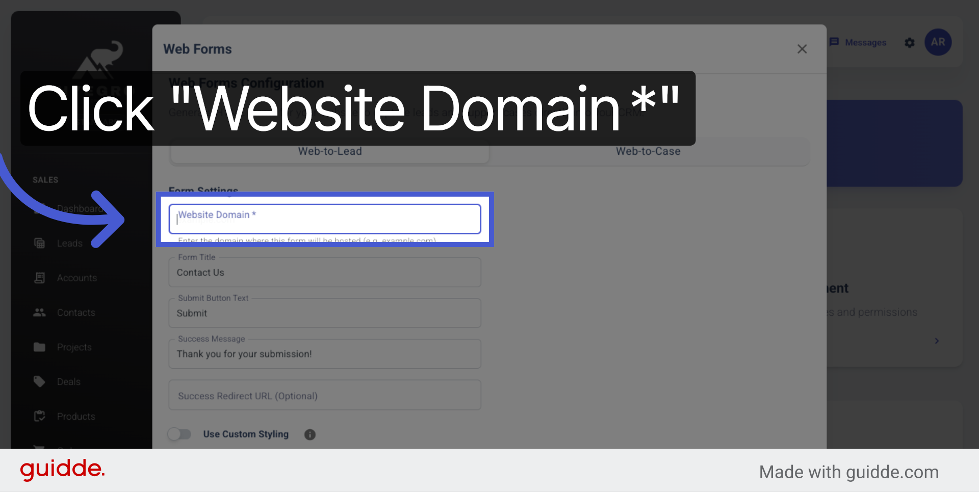 Access Website Domain Field Again