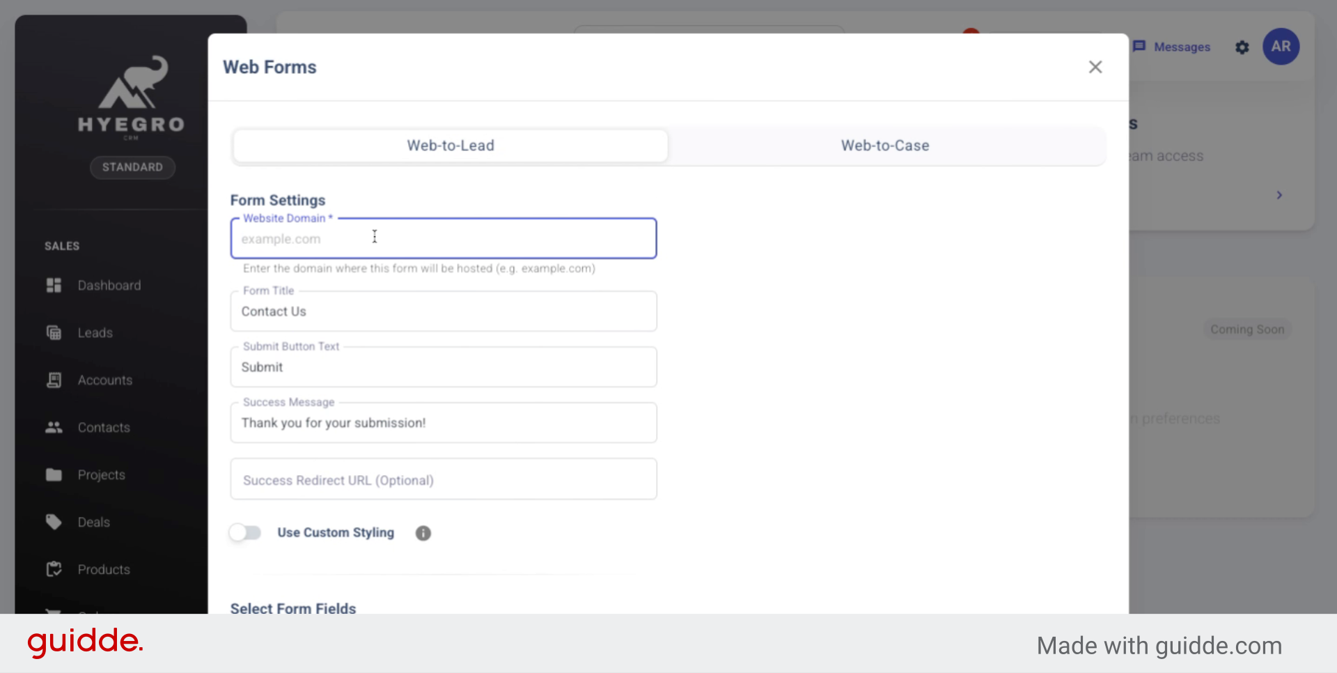 Enter Website Domain